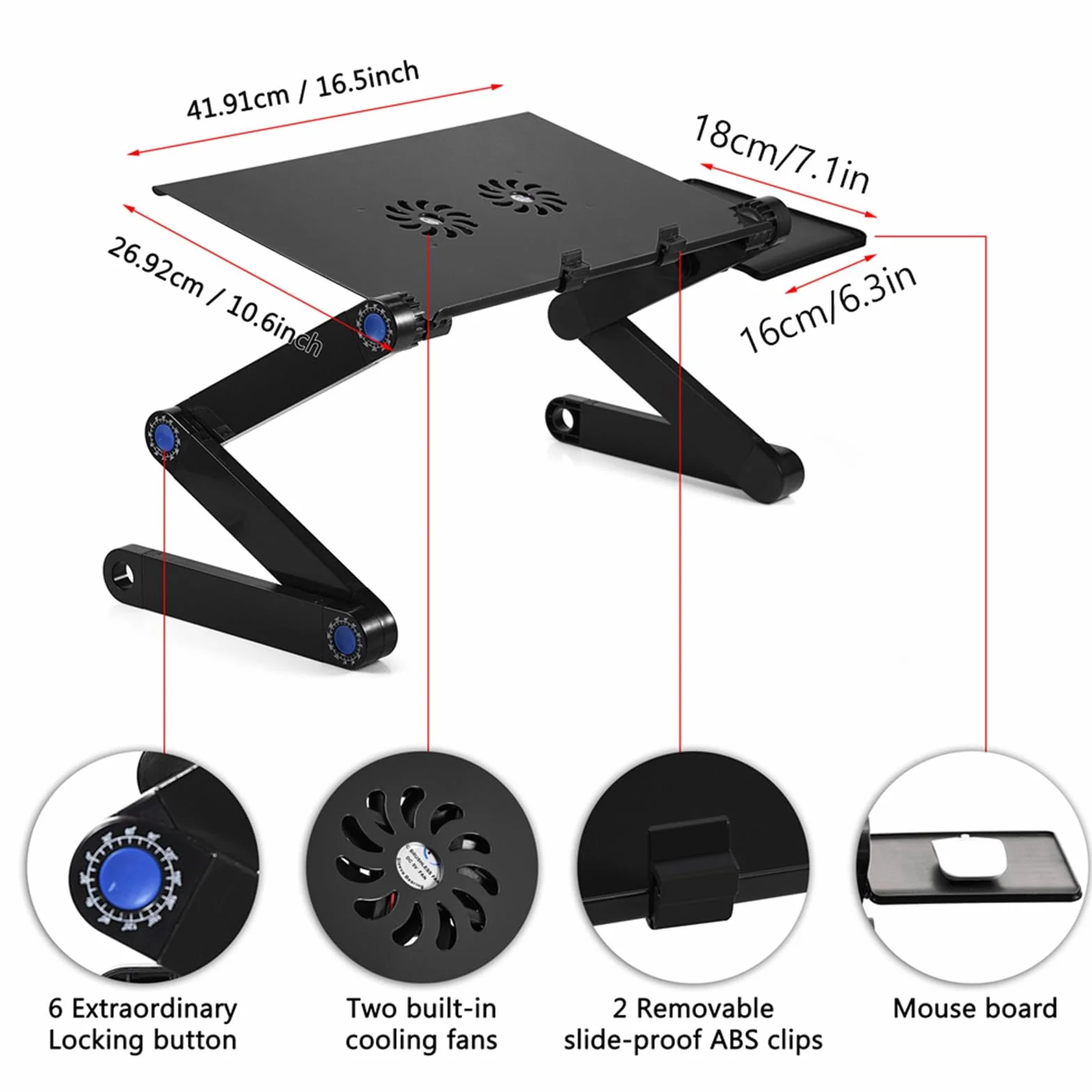 Supporto Regolabile per Laptop 360, Scrivania in Lega di (BLACK)