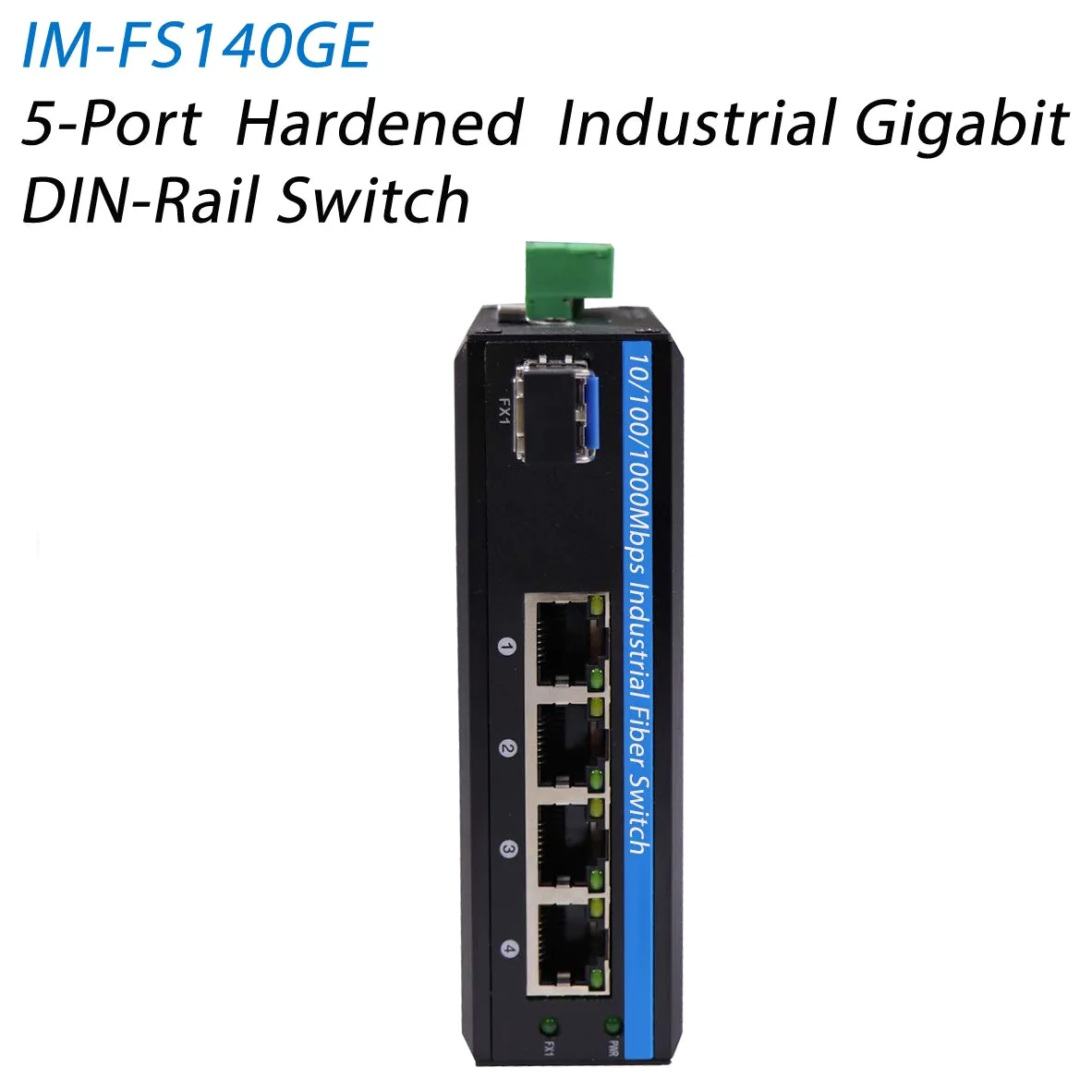 Convertitore in fibra ottica Gigabit Ethernet a 5 porte per esterni, switch di rete DIN Rail industriale 100/1000Base-T a LC fino a 20 km (con ricetrasmettitore SFP)