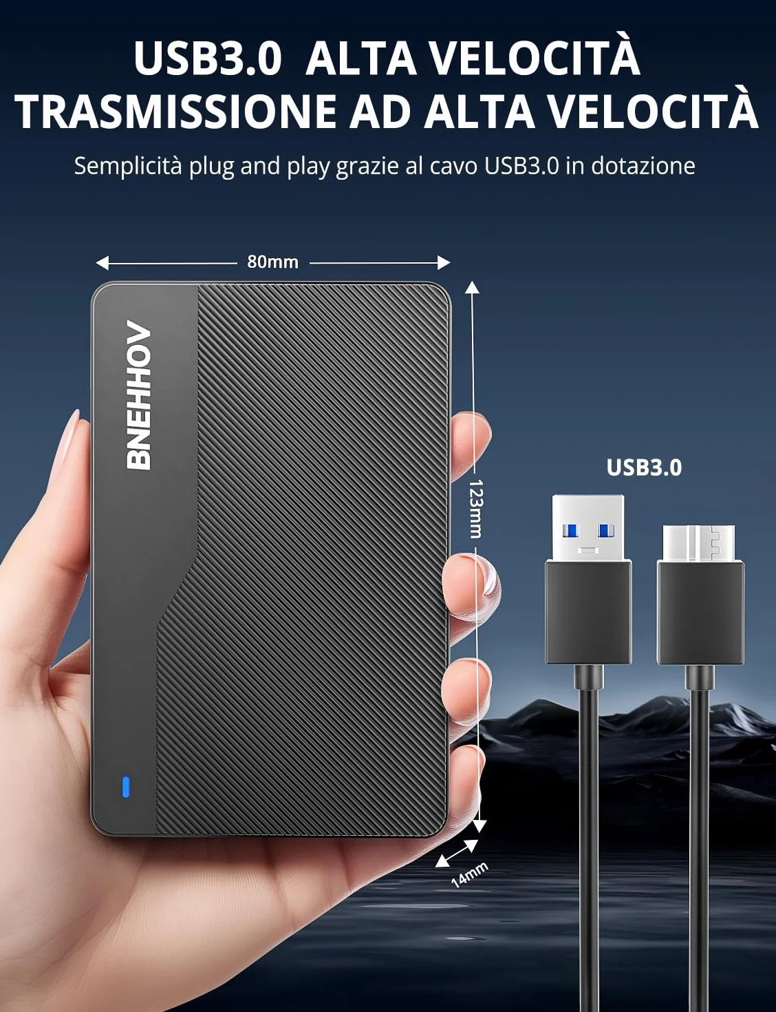 Hard Disk Esterno 500GB Ultra Sottile 2,5 Pollici Portatile USB 3.0 HDD SATA Disco Rigido