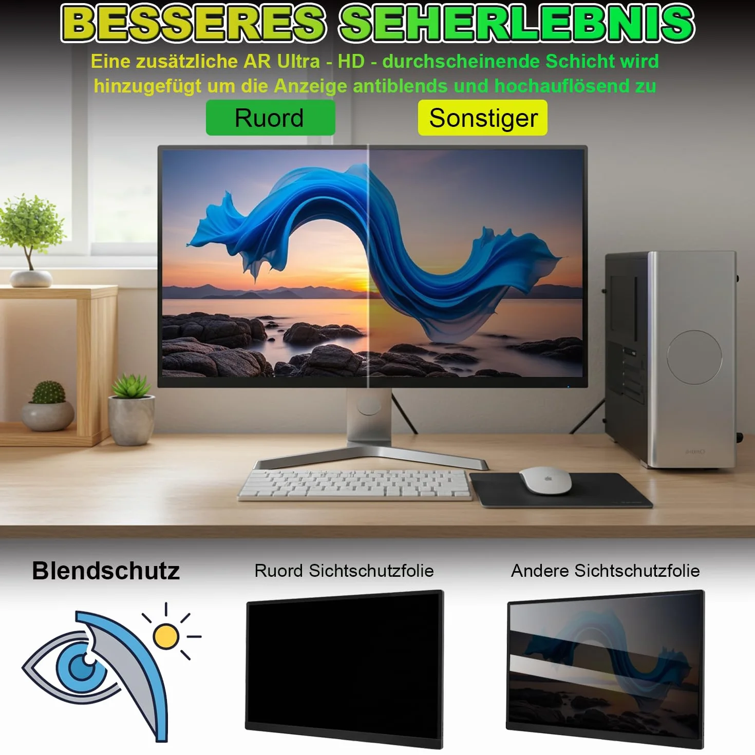 Pellicola protettiva magnetica per monitor da 27 pollici, formato 16:9, con blocco della luce blu e antiriflesso, protezione rimovibile per PC con blocco della luce blu | Pellicola protettiva