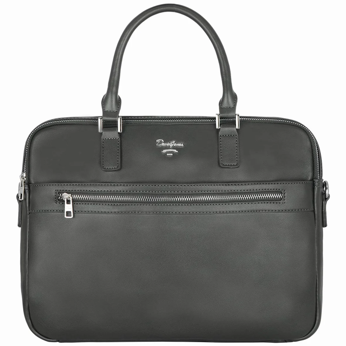 David Jones - Borsa a Mano Lavoro Uomo - Ventiquattrore Cartella Ufficio PU Pelle - Borse a Spalla Tracolla 13 Pollici Laptop Portatile - Valigetta A4 Portadocumenti Business Messenger Bag - Grigio