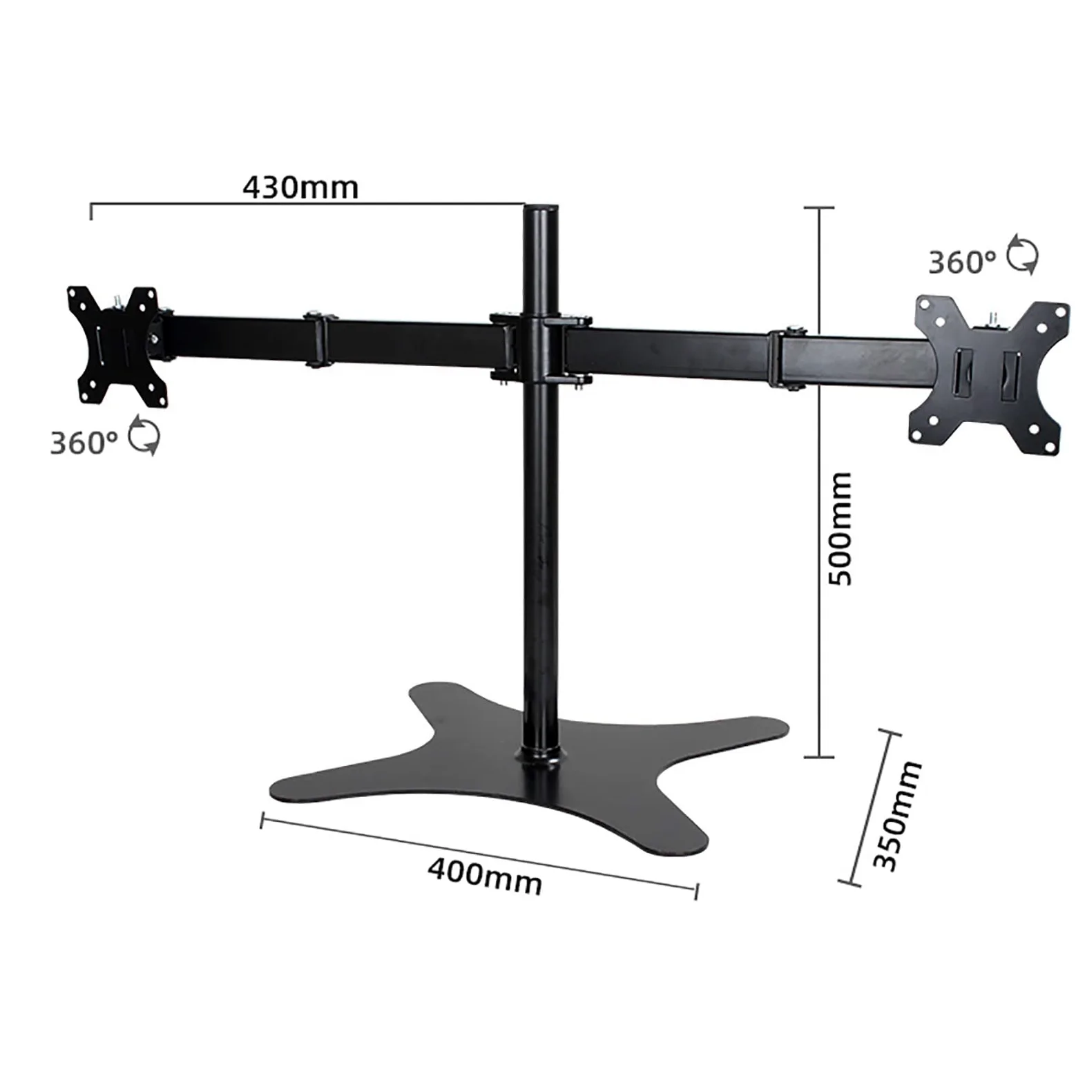 Supporto per Doppio Monitor, Robusto Supporto da Scrivania con Bracci Completamente Regolabili per 2 Schermi Fino A 32 Pollici, Facile da Installare.