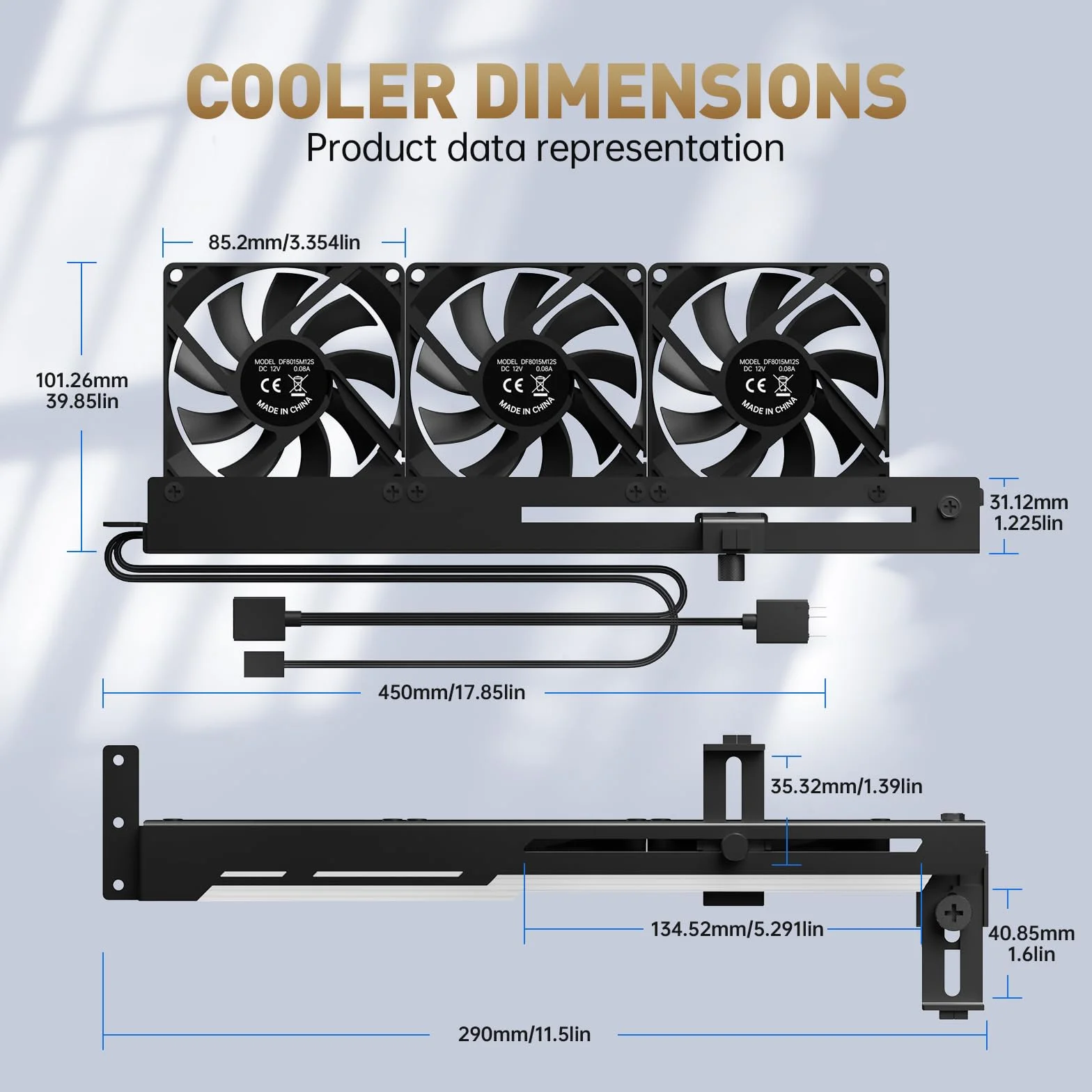 AsiaHorse Ventola per case PC PWM da 80 mm per scheda grafica per computer con supporto per scheda grafica, Ventola GPU ARGB 5V 3PIN con controllo Aura Sync della scheda madre fino a 3000 RPM, Nero