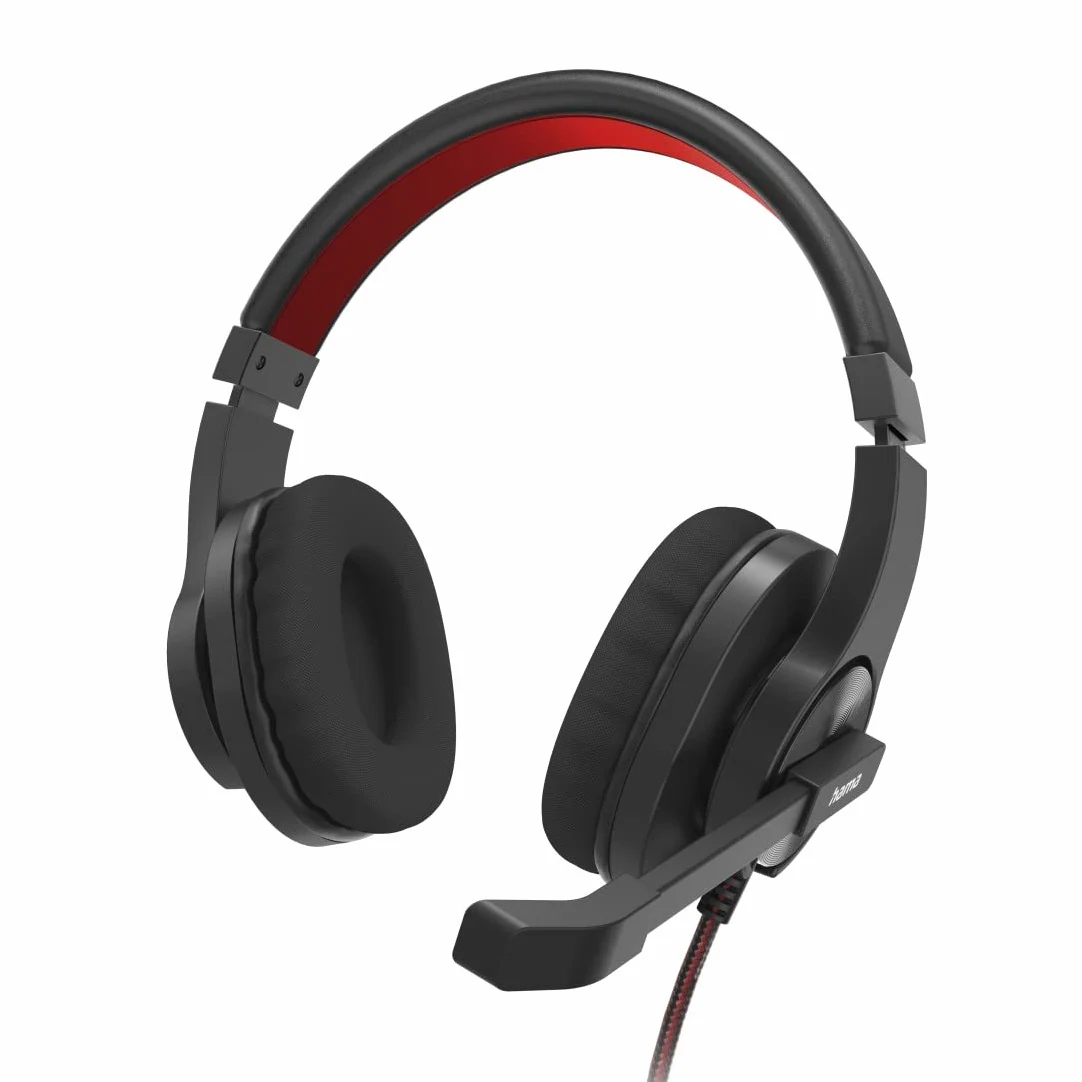 Hama Cuffie con microfono (cuffie cablate USB A, Aux, stereo con cavo, cuffie Over Ear PC con braccio microfono e fascia per il collo, cavo audio da 2 m, colore: nero