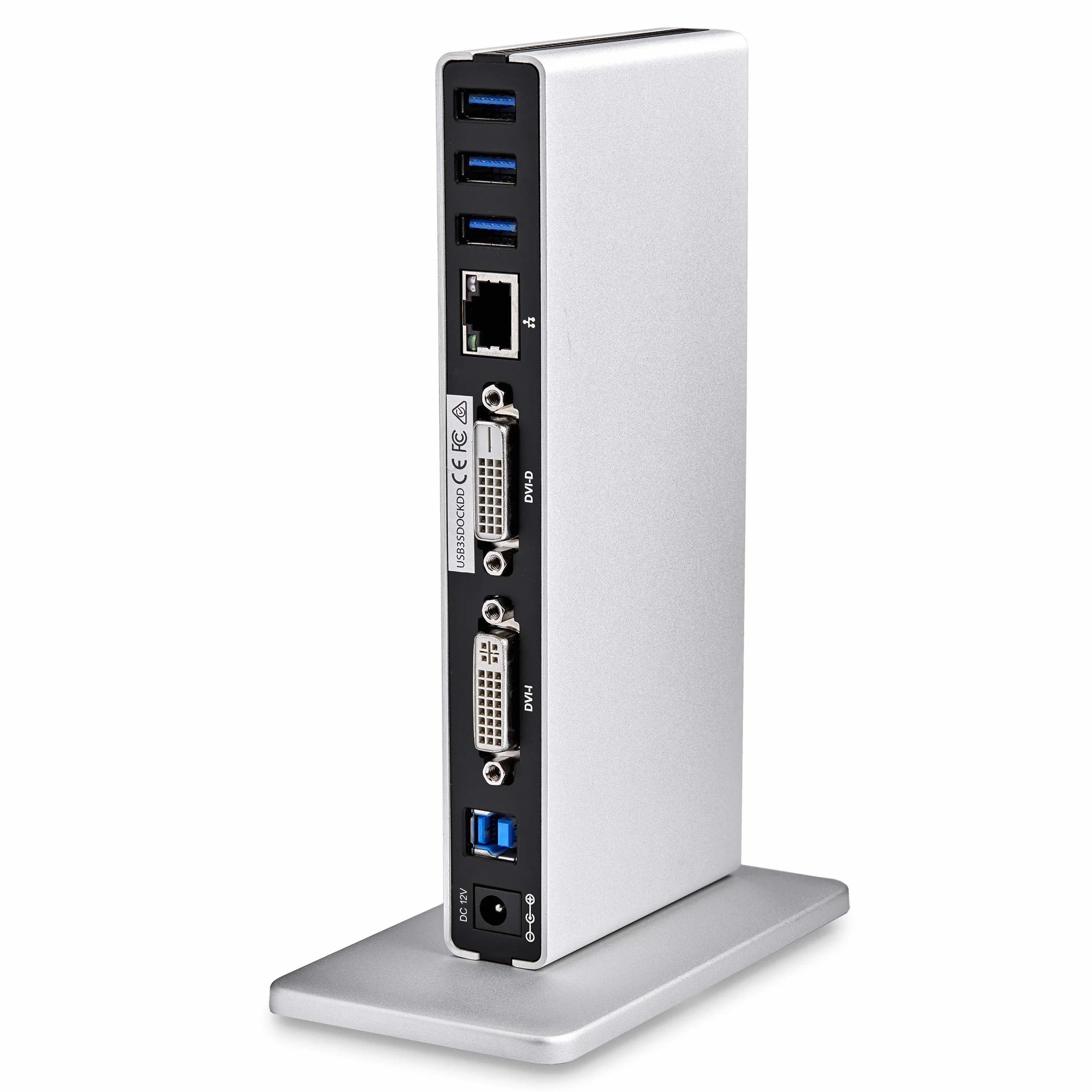 StarTech.com Docking station USB 3.0 a doppio monitor con adattatori da DVI a VGA e HDMI, 5x USB 3.0 , Connettori audio e microfono, Ethernet, Dock DVI verticale per Mac e Windows (USB3SDOCKDD)