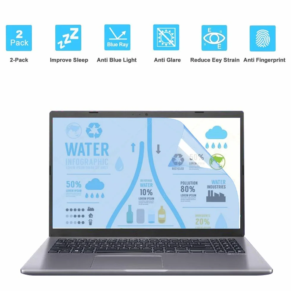FiiMoo 13.3 inch Anti Luce Blu Proteggi Schermo, [2 Pezzi] Filtro Antiriflesso Protezione per Gli Occhi, Pellicola Protettiva Schermo per Laptop 13.3 Pollici (16:9)