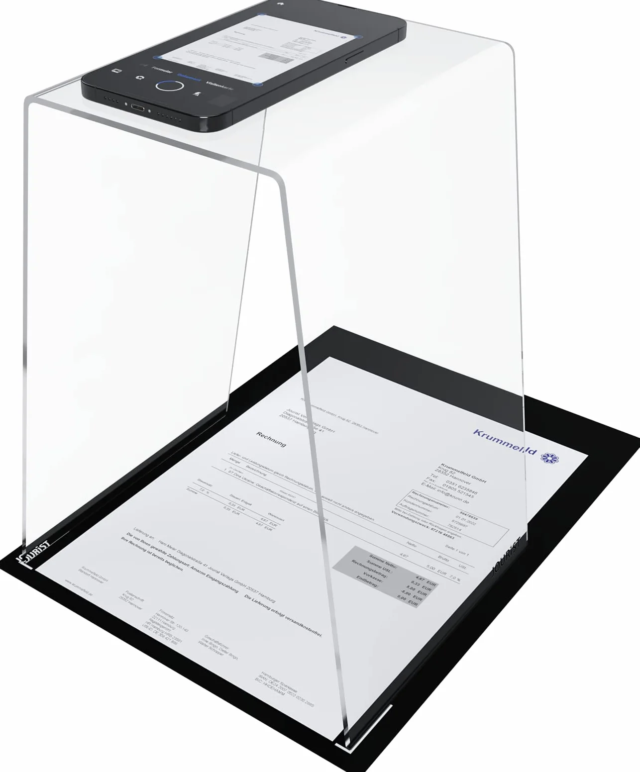 JOURIST ScanStand: Scanner per documenti con smartphone, tappetino nero per rilevamento margini