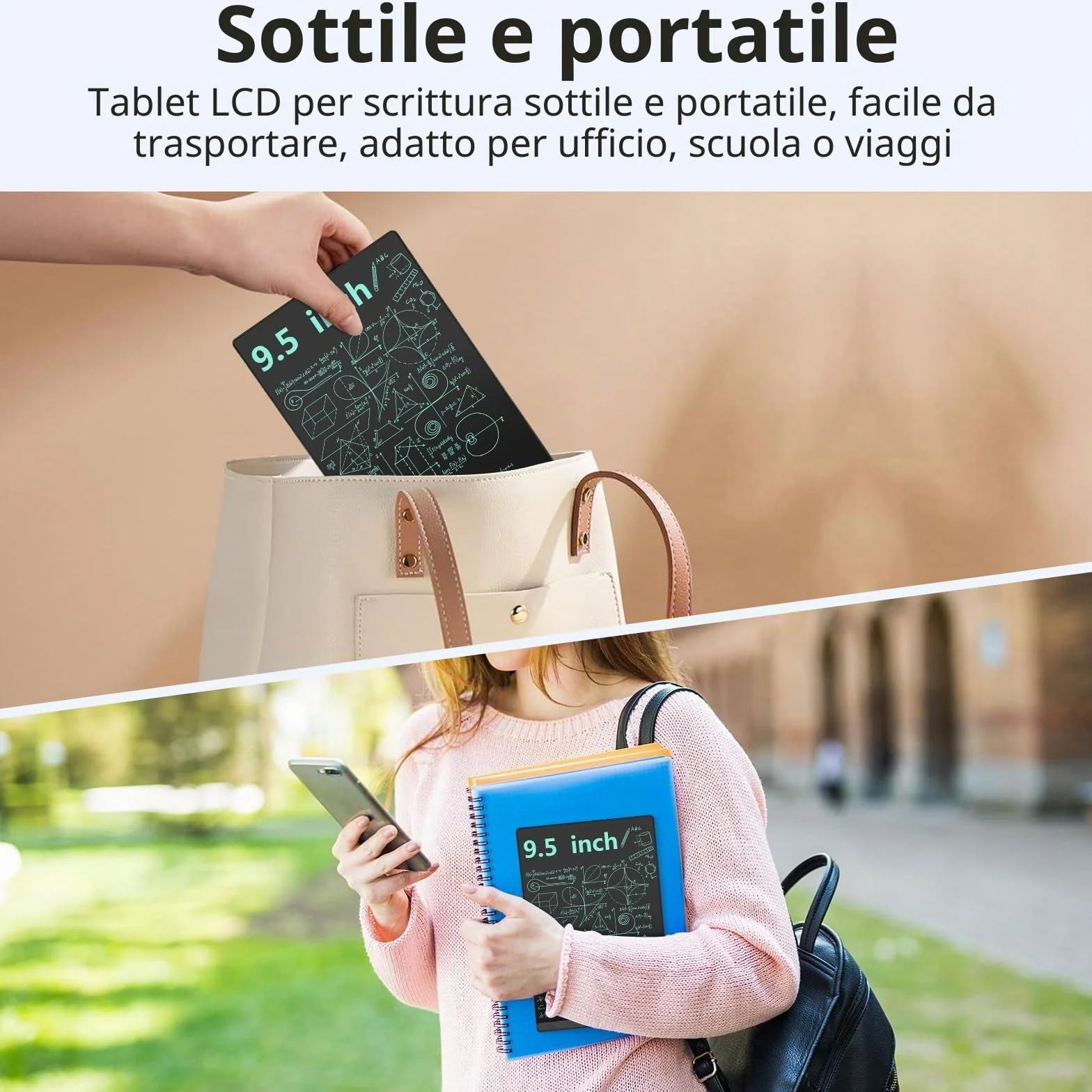 Czemo Tavoletta da Scrittura LCD 9,5 pollici Riutilizzabile Lavagna Digitale Portatile eWriter