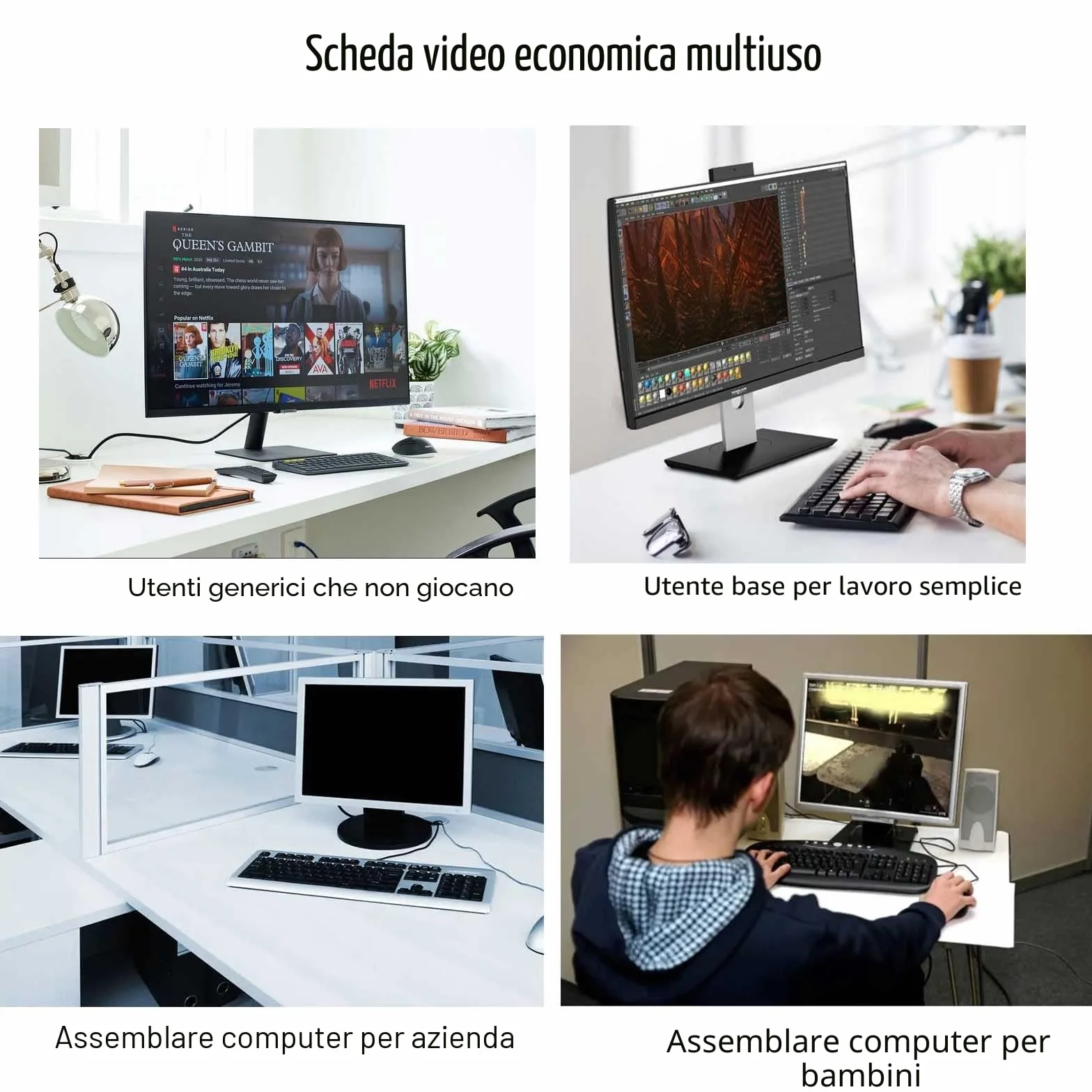 GT 1030 Scheda grafica, 4GB GDDR4 64-bit, HDMI DVI, Basso profilo, PC Scheda video, Computer GPU, DirectX 12, PCI Express x4