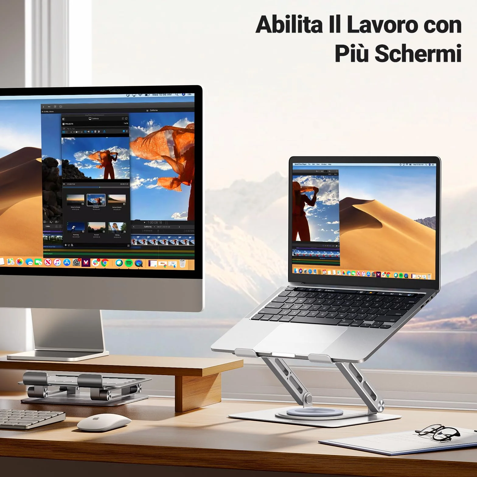 UGREEN Supporto per Laptop da Scrivania, Stand per PC Portabile Regolabile Ergonomico con Base Girevole a 360° Compatibile con MacBook Pro Air Notebook Fino a 17,3 Pollici