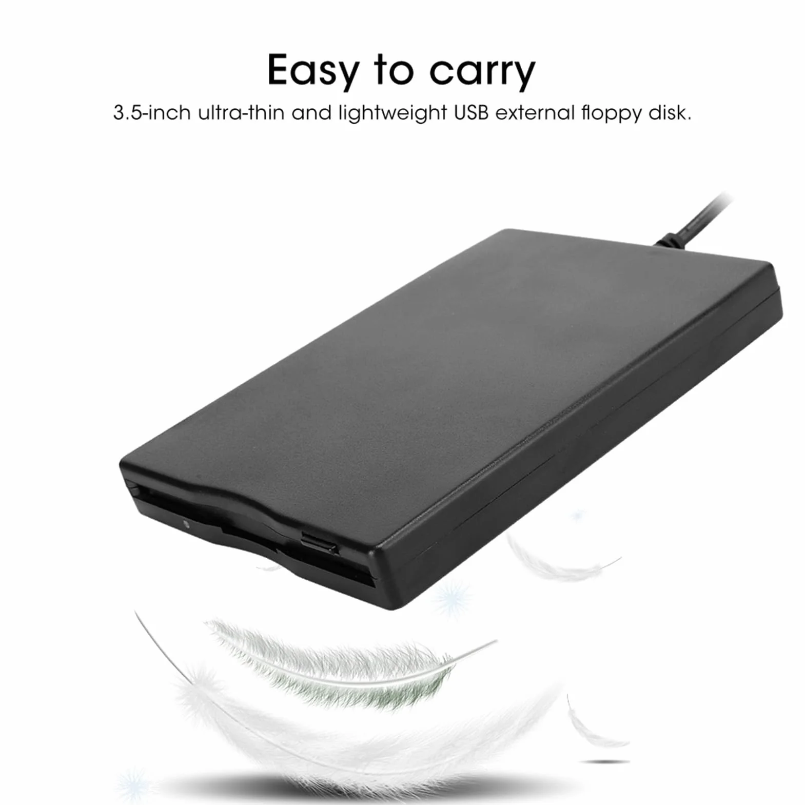 Unità Lettore Floppy Esterno USB 3,5 Pollice Portatile, lettore di schede per unità floppy Accessorio per computer Rimovibile esterno Plug and Play Nero Compatibile con Windows 10