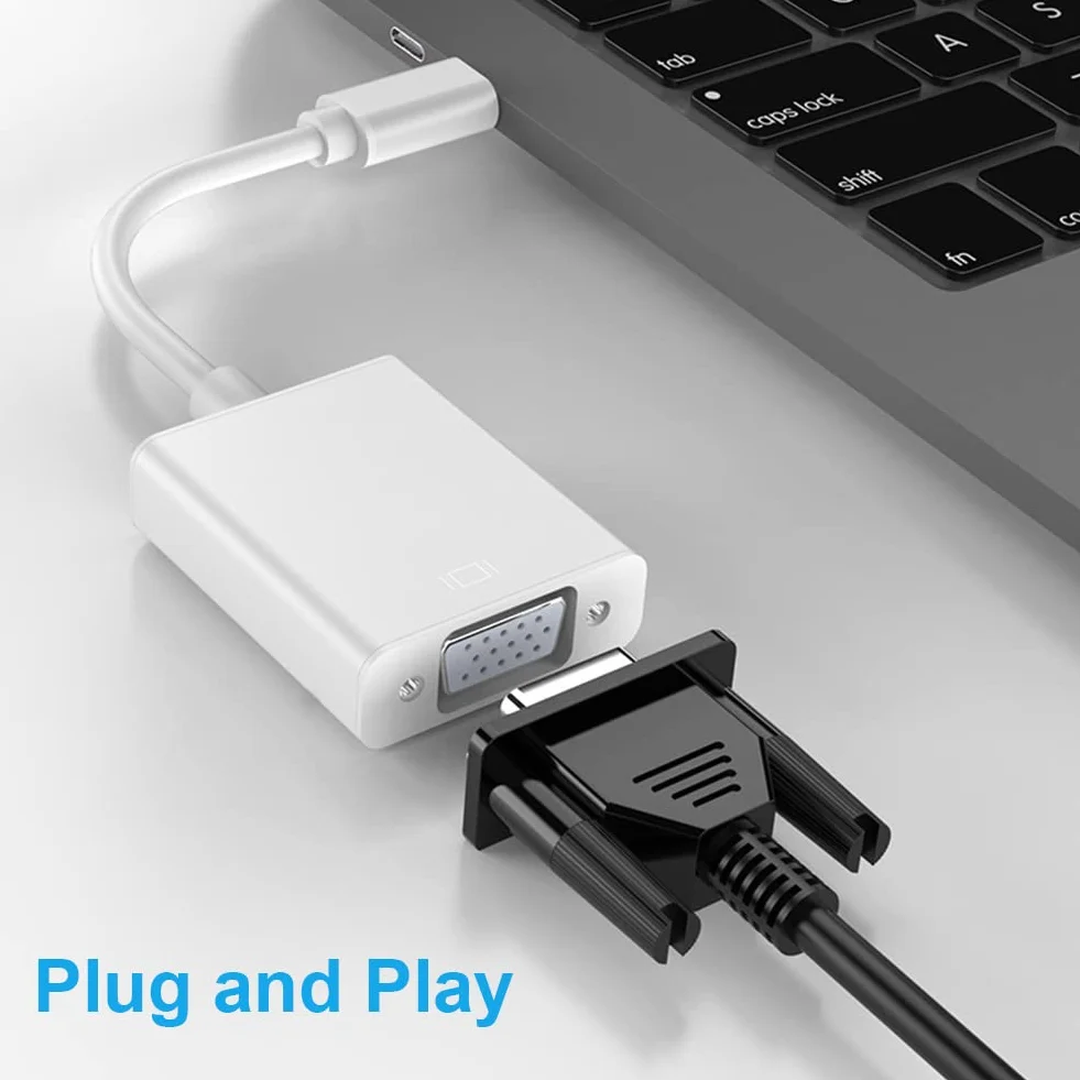 Adattatore da USB C a VGA Thunderbolt 3 Compatibile con Chromebook Pixel MacBook Pro Lenovo 900 Dell XPS 13