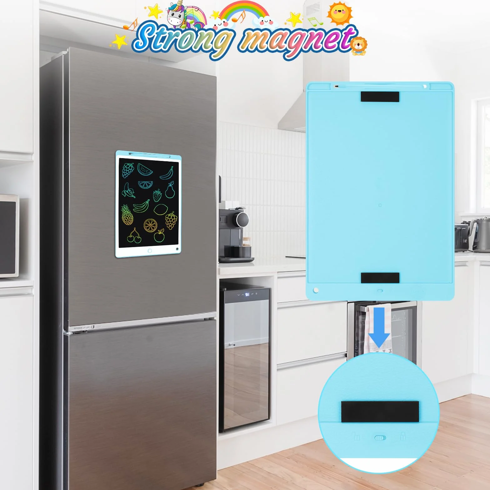 Tavoletta Grafica LCD 13 Pollici per Bambini con Schermo, Pulsante Elimina e Blocco, Blu