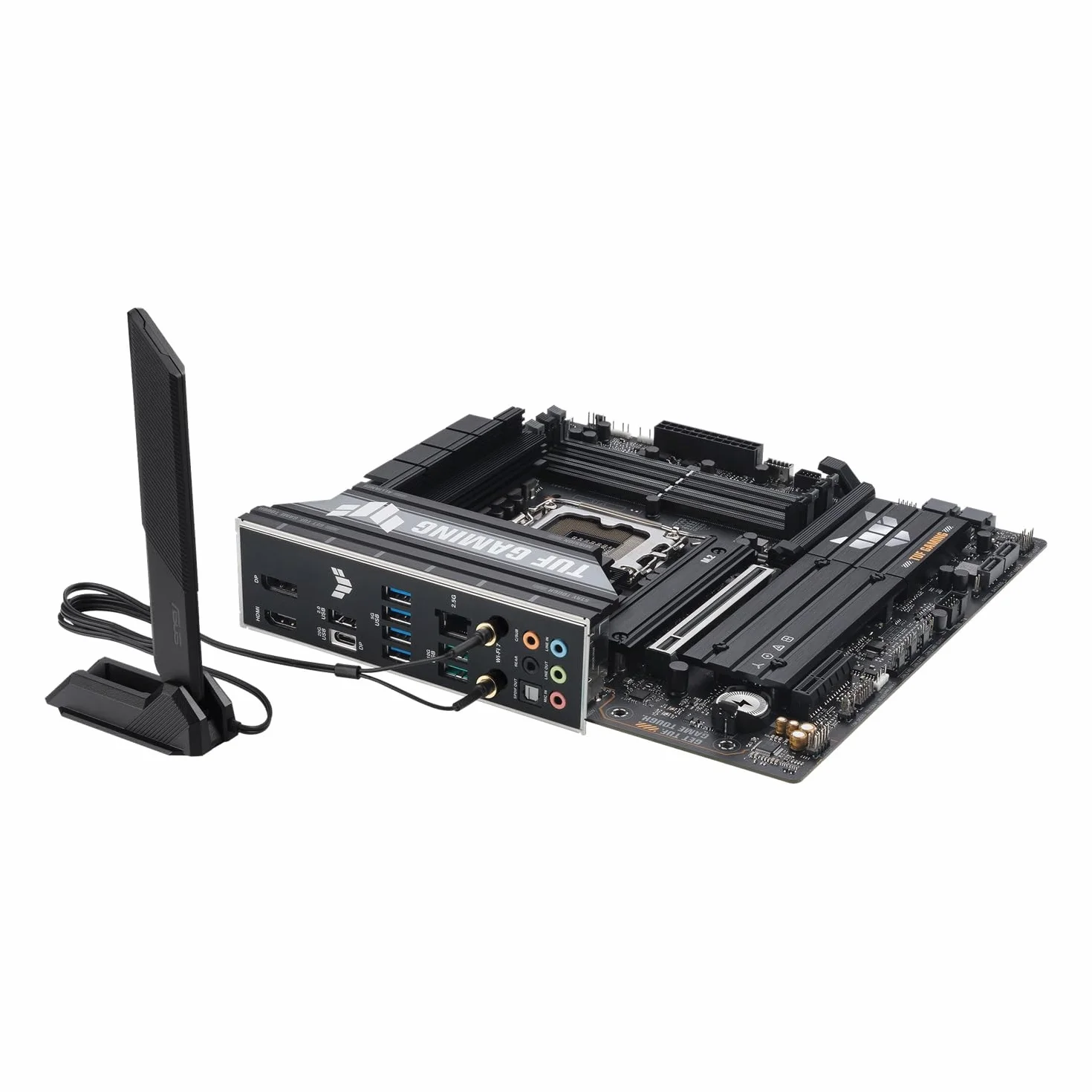 ASUS TUF GAMING B860M-PLUS WIFI, Scheda Madre Intel mATX, 12+1+2+1 Fasi di Alimentazione, Slot DDR5, PCIe 5.0, 3 Slot M.2, WiFi 7, Ethernet Realtek 2.5 GB, DisplayPort, HDMI, USB-C 20 Gbps, Nera