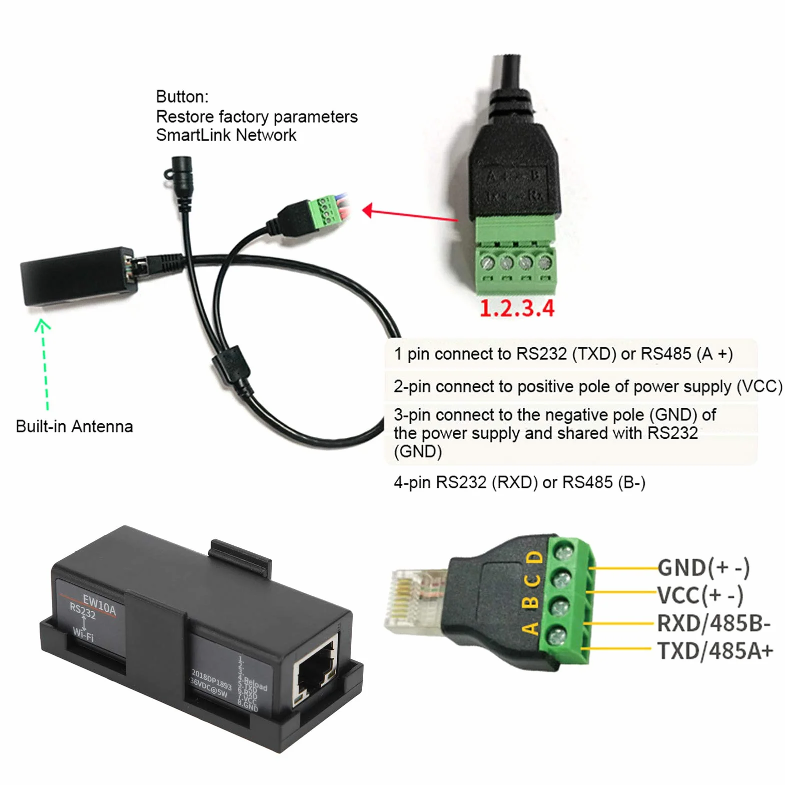 RS232 WiFi Serial Server Modulo di Comunicazione