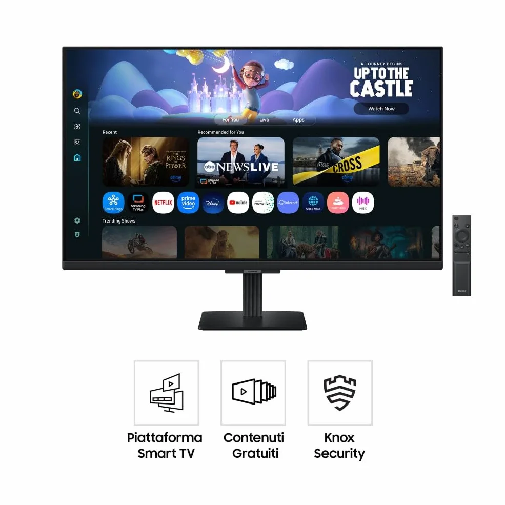 Samsung Smart Monitor M5 (S32FM502EU), Flat 32'', 1920 x 1080 (FHD), Smart Hub con AI, Office 365, Gaming Hub, Speaker integrati, Telecomando, WiFi, HDMI, USB