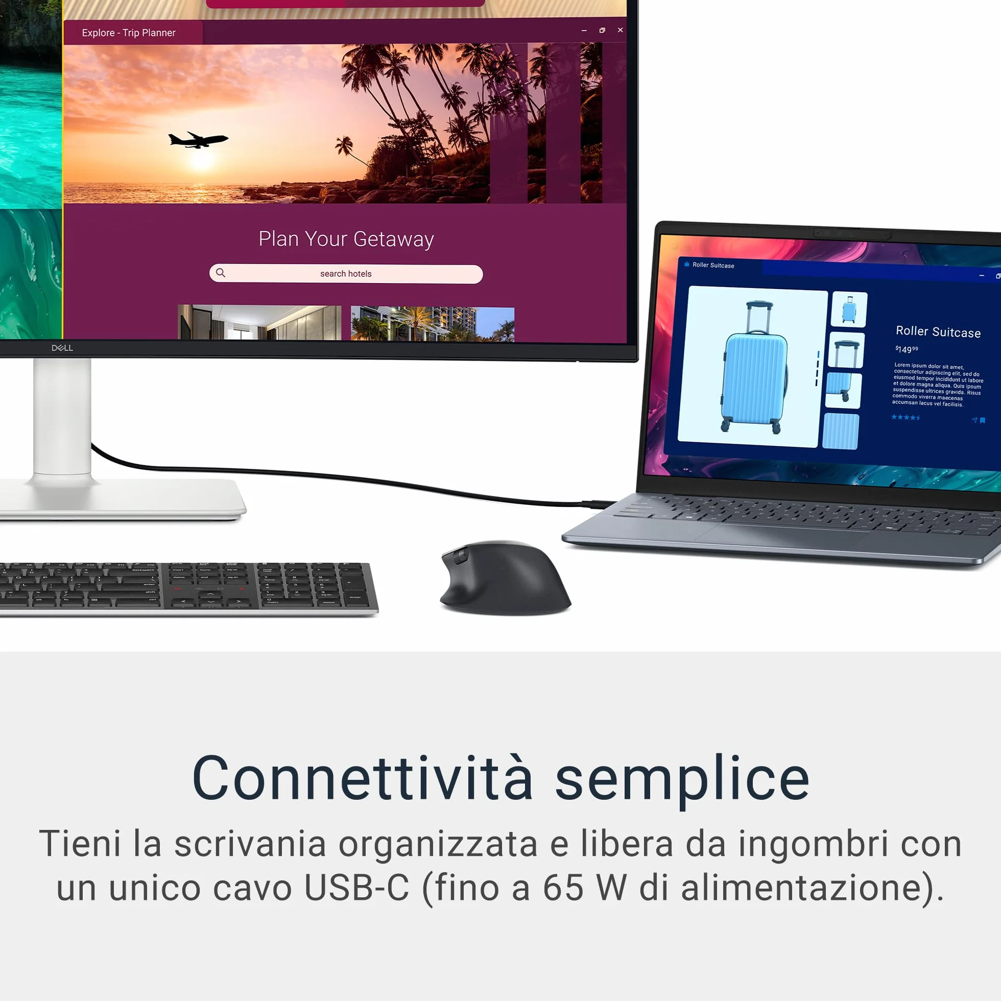 Dell 34 Plus USB-C Monitor - S3425DW, WQHD (3440x1440), 21:9 Curvo, 120Hz, VA, 1ms, AMD FreeSync Premium, HDR10, Regolabile in Altezza, Altoparlanti integrati, 2 USB-C, 2 HDMI, 3 Anni di Garanzia