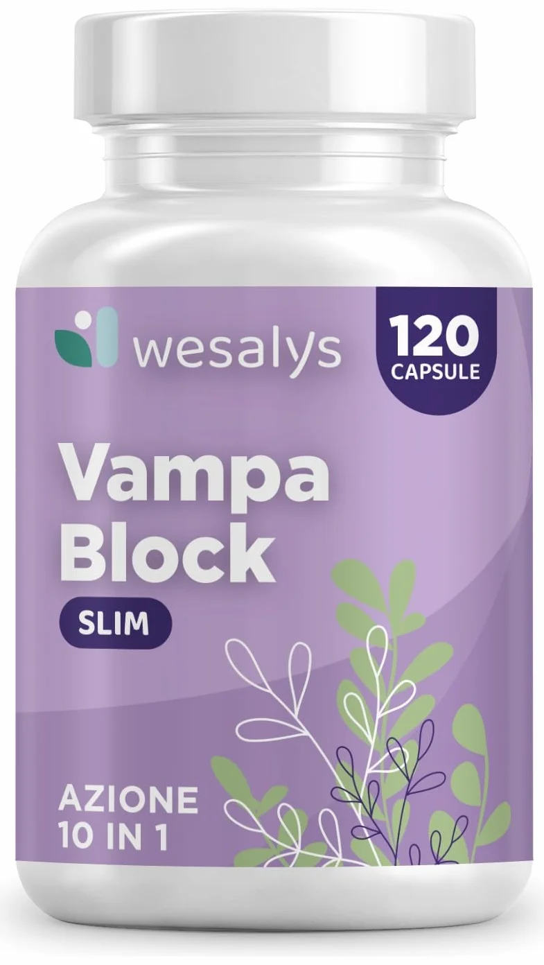VAMPA BLOCK SLIM Menopausa Integratori Vampate 120 Capsule 10 in 1 Isoflavoni di Soia Agnocasto