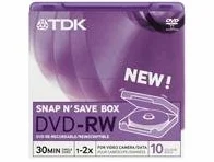 TDK DVD-RW 1.4GB 8 CM SNAP N SAVE - Confezione da 10