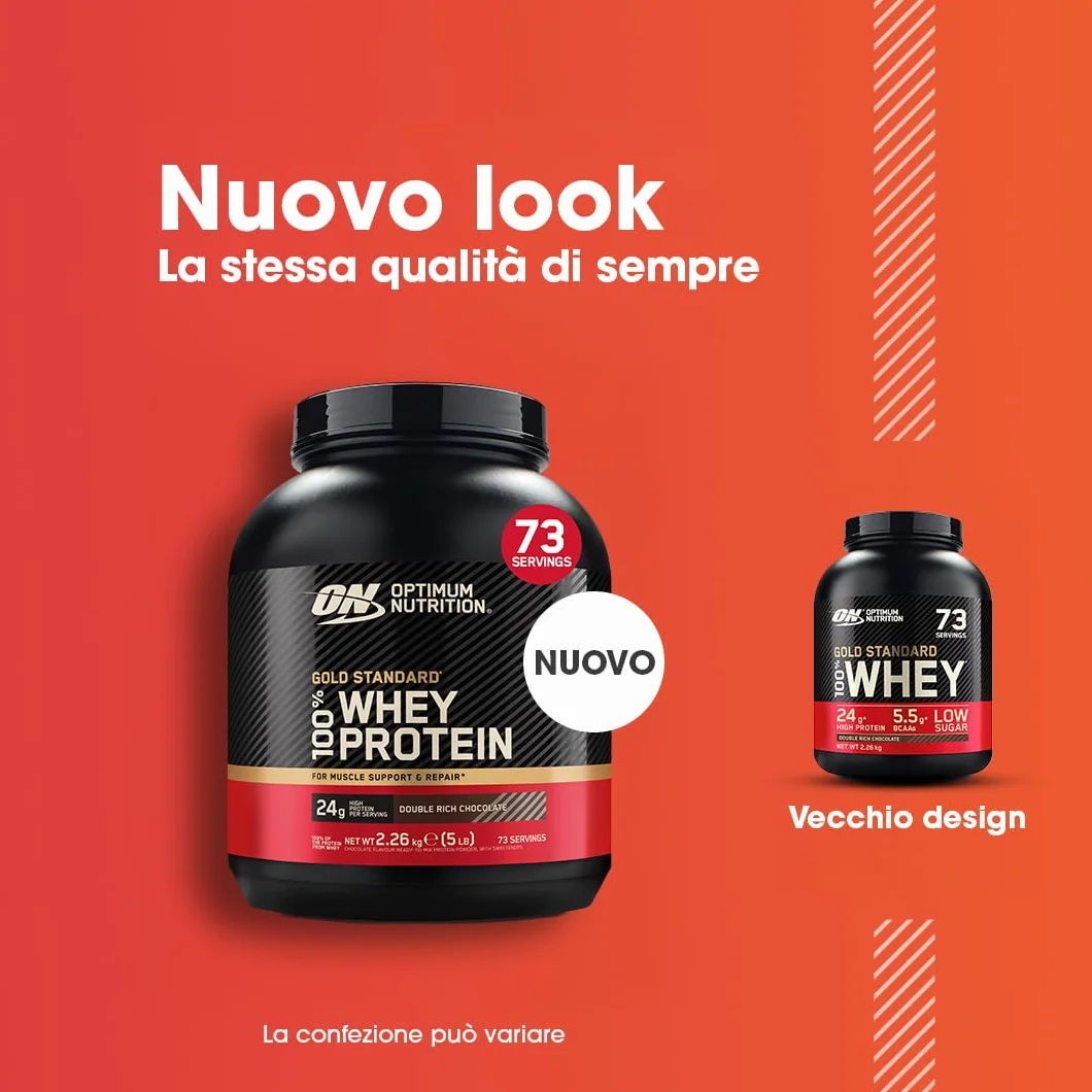 Optimum Nutrition Gold Standard 100% Whey Proteine in Polvere Doppio Cioccolato 2.26kg 73 Porzioni