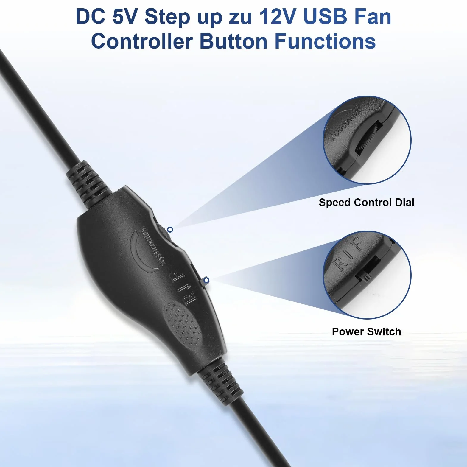 Regolatore di velocità ventola USB 12V 2 Pin DC 5V Step up con interruttore
