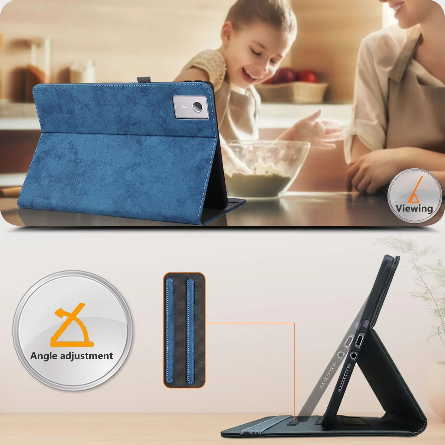 Custodia per Coque pour Lenovo Idea Tab Plus 12.1 pollici TB361FU/ZU Tablet, TPU Cover con Auto Sveglia/Sonno,Blu