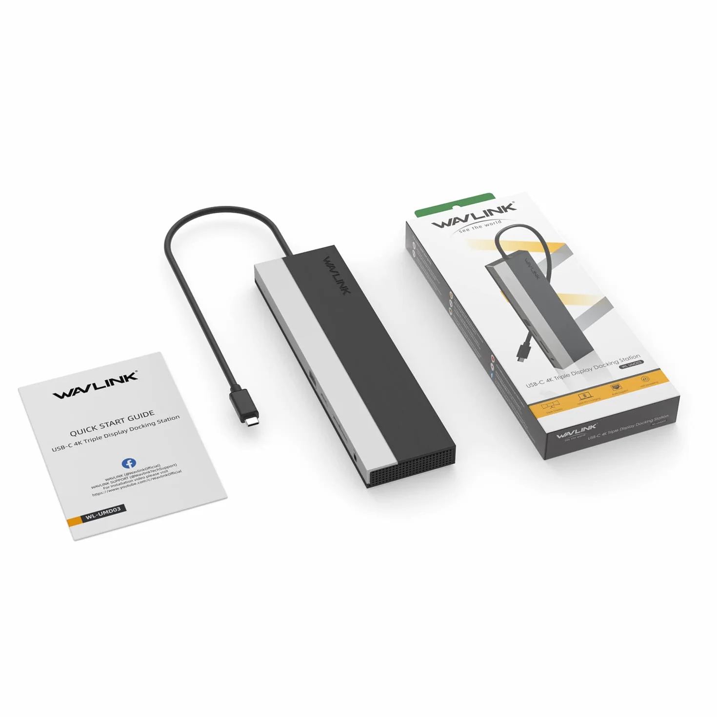 WAVLINK Docking station USB-C 3 monitor, docking station con HDMI, DP, VGA, 100W PD, USB3.0&2.0, RJ45, slot SD/TF, audio/microfono, per Lenovo/HP/Dell ecc. - Grigio