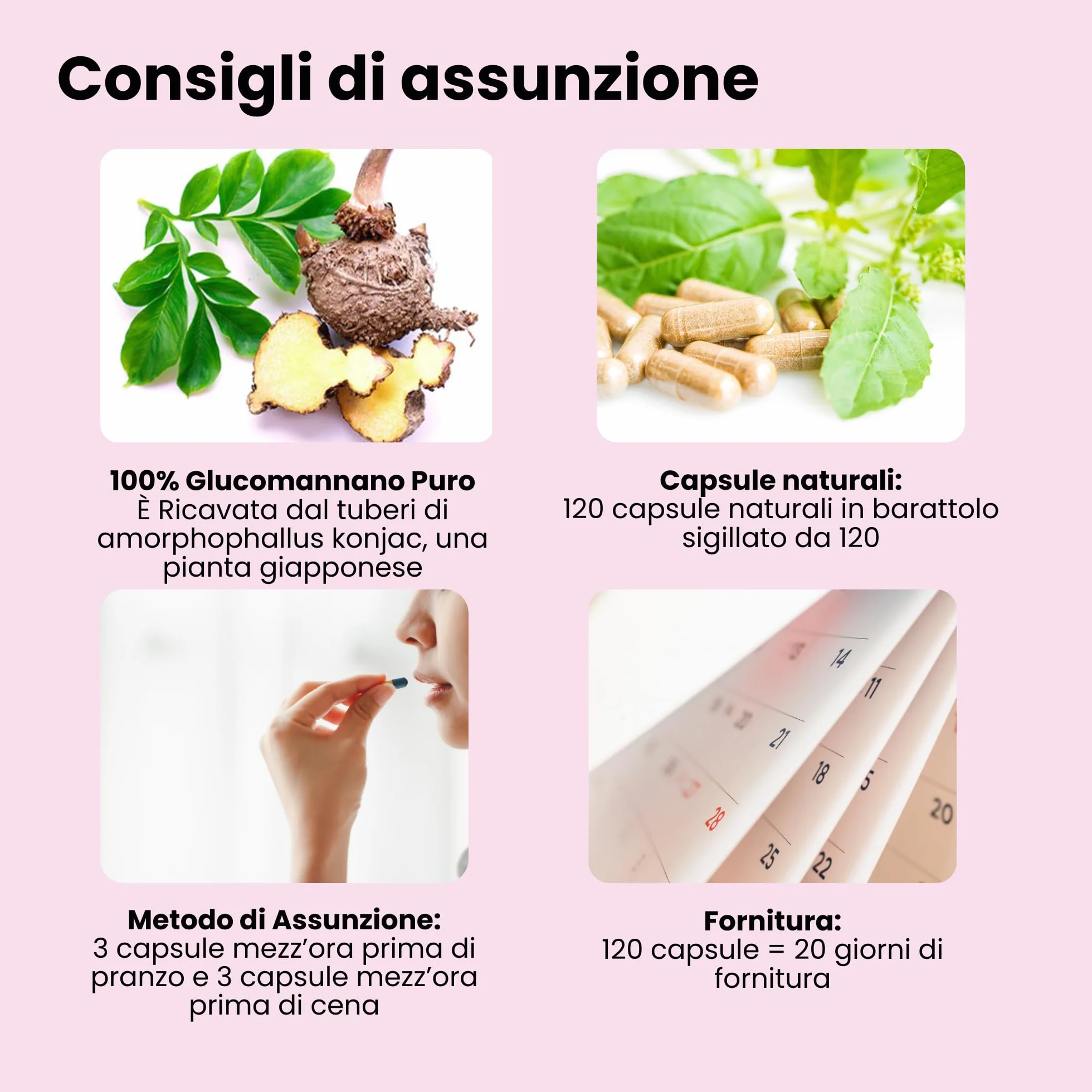 Glucomannano Forte Purificato 3000mg 120 Cps, Supporto Digestione Naturale, Made in Italy