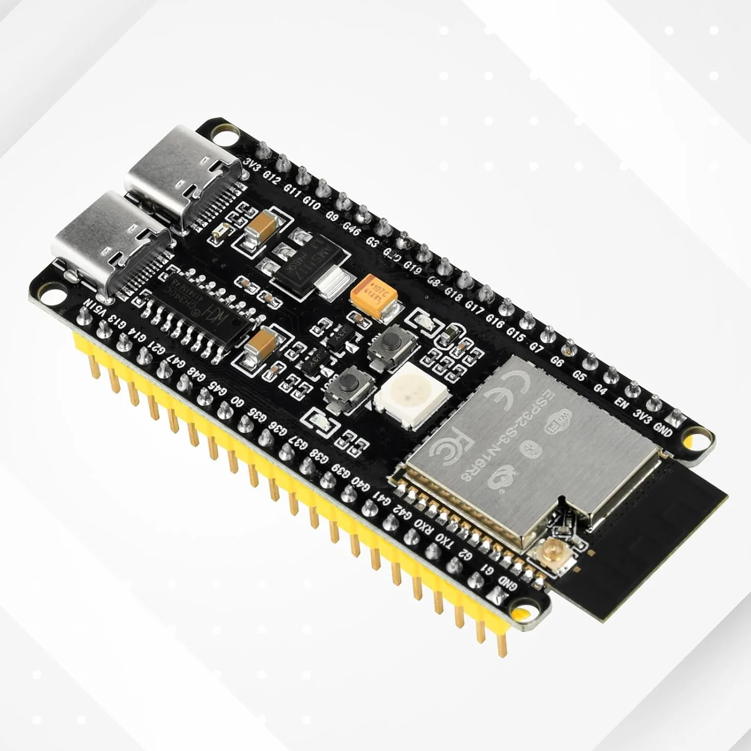 diymore 2 pezzi per modulo ESP32-S3 DevKitC-1 N16R8, per ESP32 S3 1-N16R8 con WiFi, Bluetooth 5.0, USB C antenna collegabile