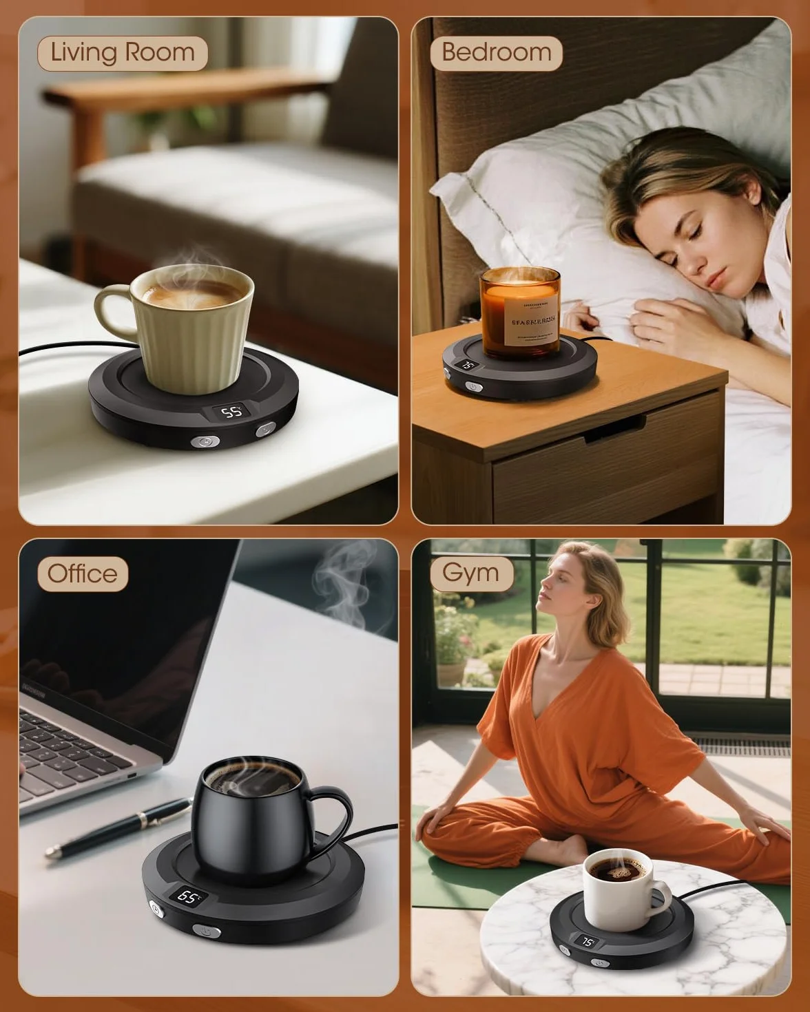 Scalda Tazza, Scalda Tazza usb da Scrivania con 3 Impostazioni Temperatura, Scaldatazza con Spegnimento Automatico 2-12h, Scalda Tazzine da Caffè per Latte, Tè, Acqua (nero)