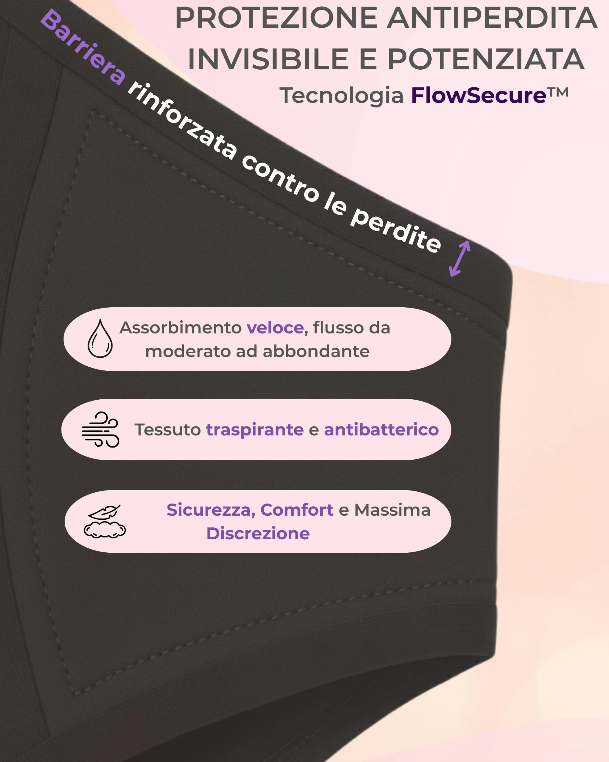 Mutande Mestruali Donna Senza Cuciture Seamless Invisibili Assorbenti Lavabili Riutilizzabili OEKO-TEX Set da 3