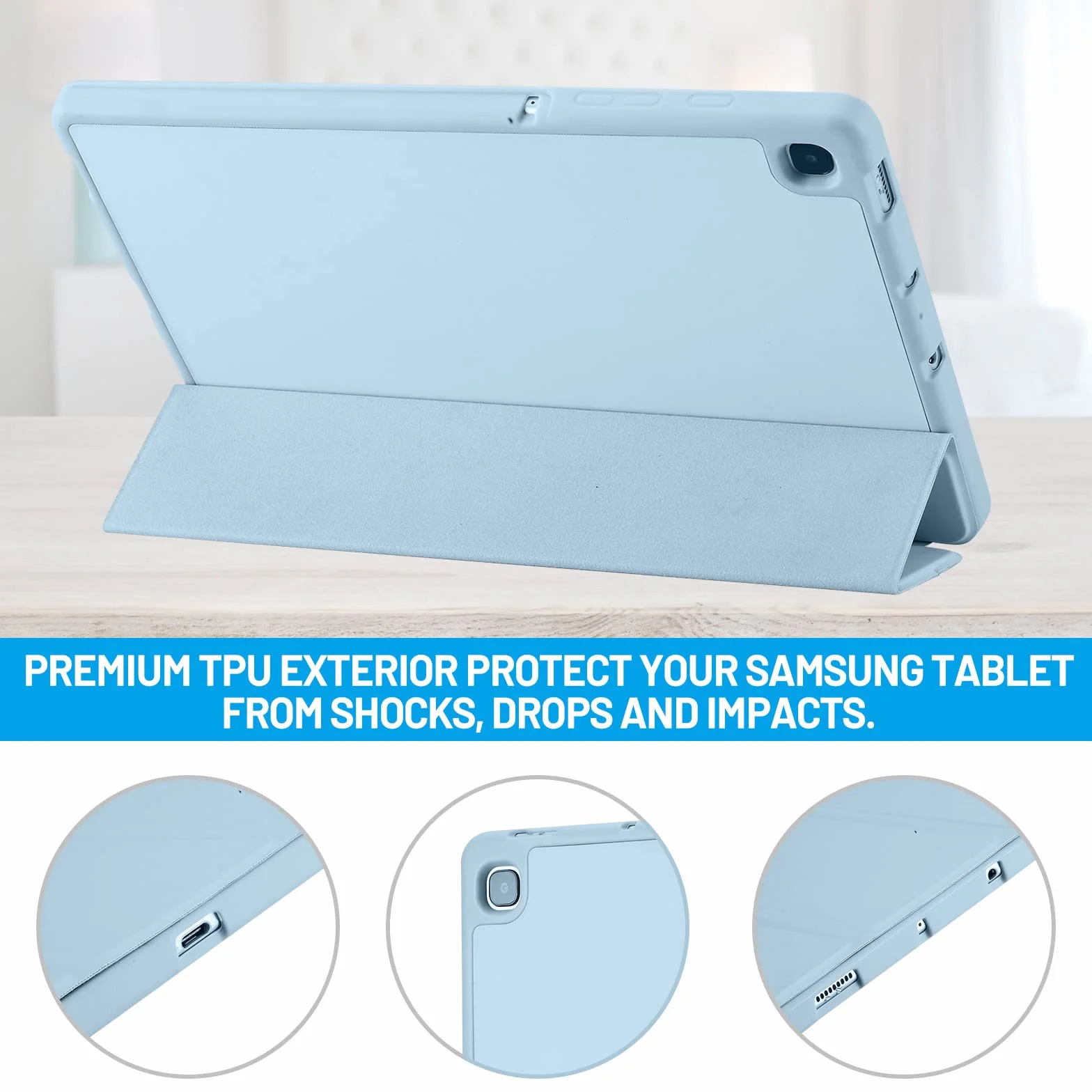 Samsung Galaxy Tab S6 Lite 10.4 Cal Cover Custodia 2024 2022 2020 con Portapenne Azzurro