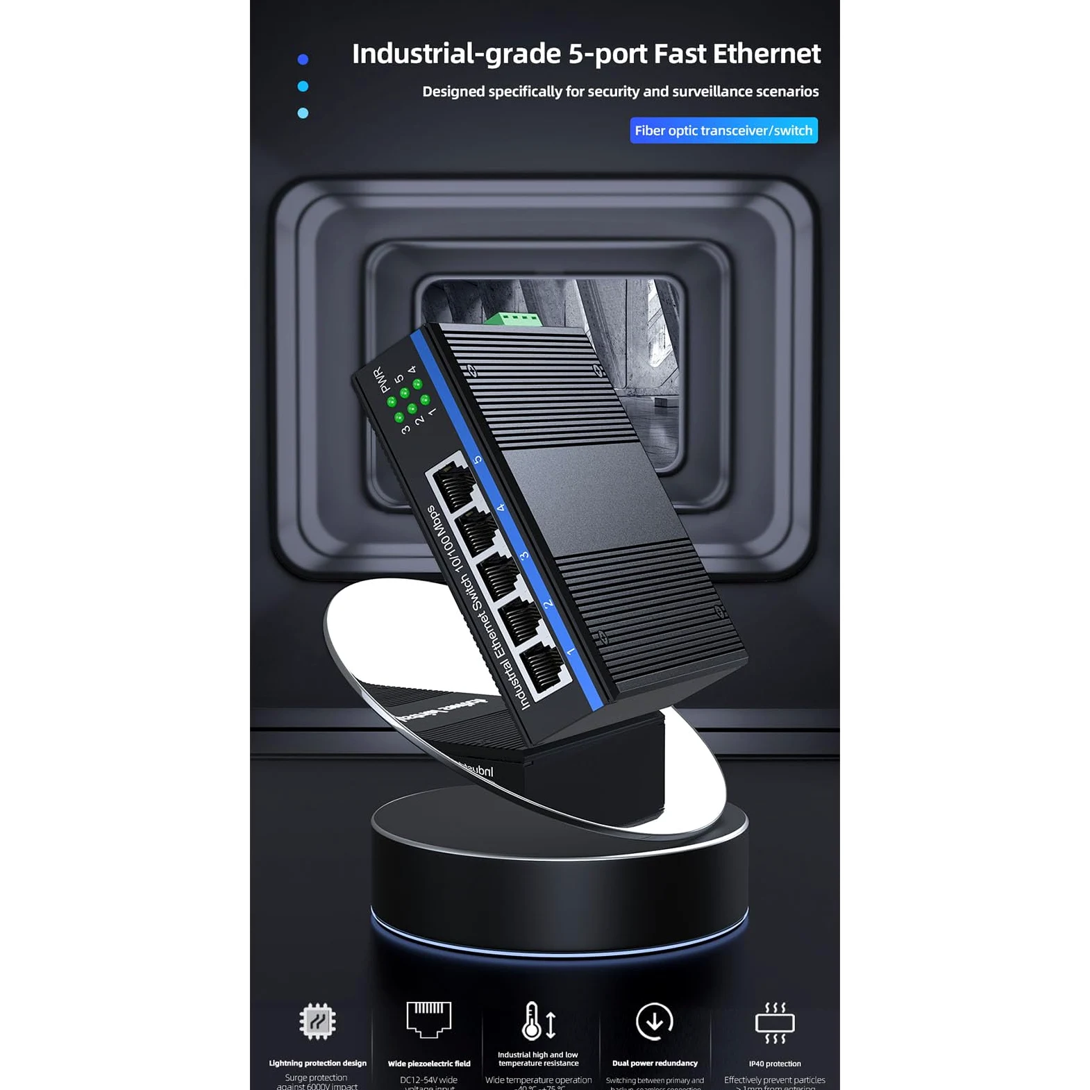BACCANO industriale dello scambista 1000Mbps di Ethernet di gigabit di 8 porti montati plug and play