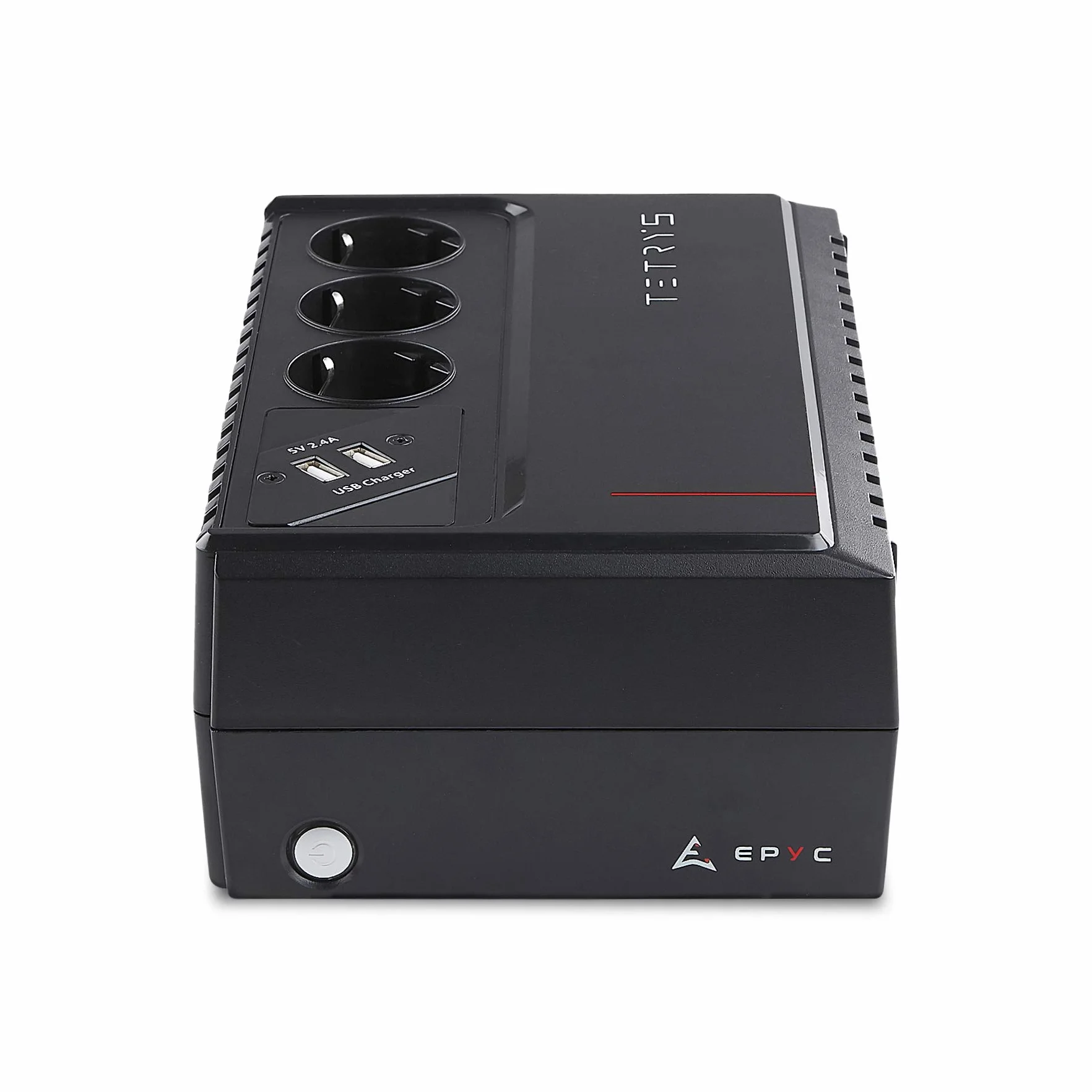 EPYC® TETRYS - UPS a Ciabatta Multipresa, Potenza 850VA/480Watt, Gruppo di Continuità per PC, Tecnologia Line Interactive, AVR, 3 Uscite Schuko, Doppio Caricabatterie Smartphone e Tablet, UPS 800VA