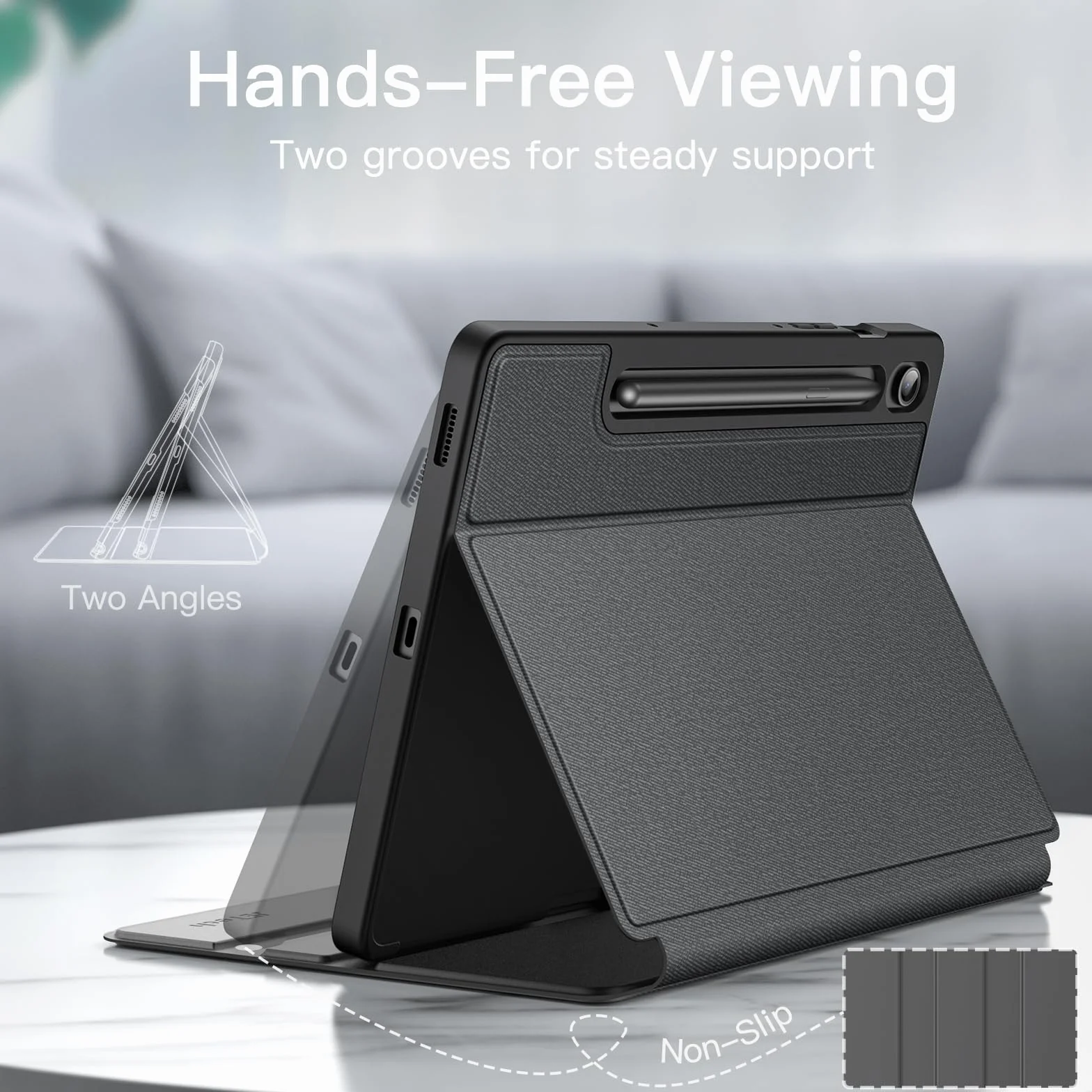 JETech Etui Samsung Galaxy Tab S10 Lite S10 FE S9 FE 10.9 Cali S Pen Holder Folio Stand Czarny