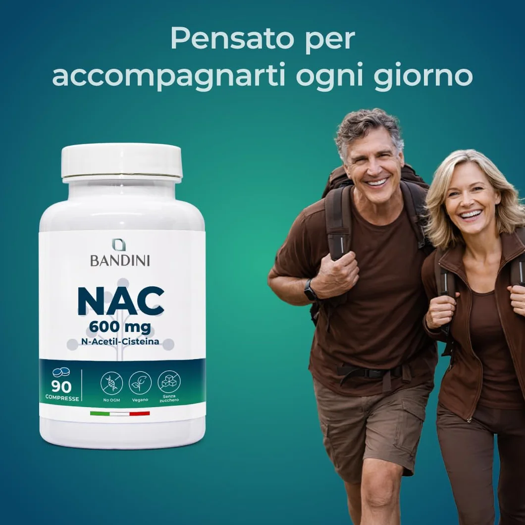 Bandini NAC N-Acetil-Cisteina 600mg 90 Compresse integratore sostiene difese immunitarie precursore glutatione vegano
