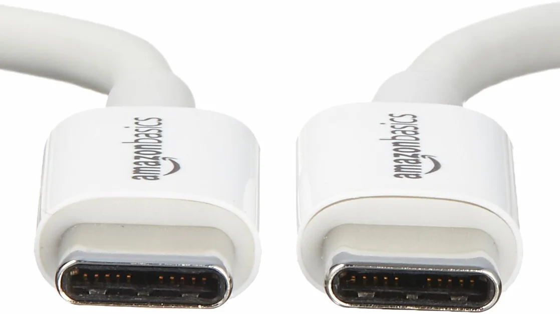 Amazon Basics Cavo di ricarica rapida USB-C a USB-C 480 Mbps certificato USB-IF 1.8 m bianco