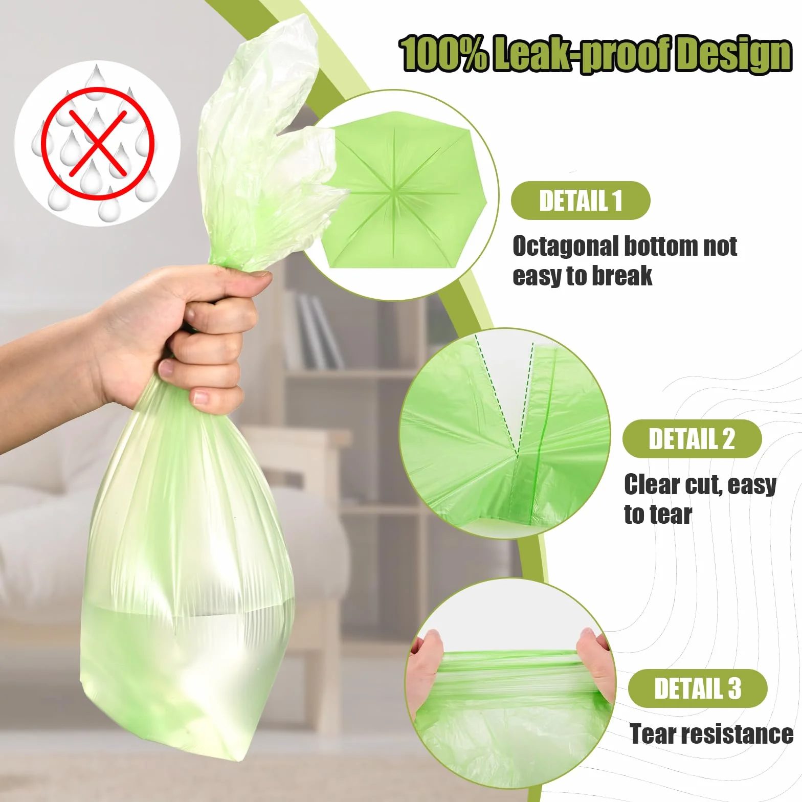 Pezzi Sacchetti Umido Biodegradabili 5L 40x45cm 1.2 Gal Buste Immondizia 200 Pezzi