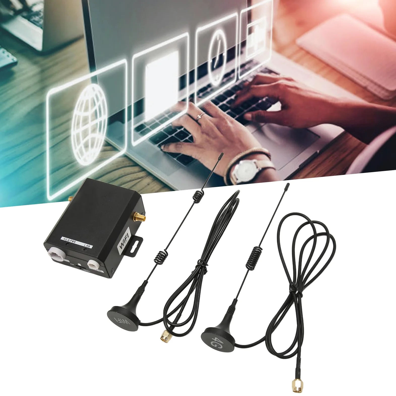 Septpenta Router Industriale 4G LTE, Alta velocità 150Mbps, Supporta 16 Utenti WiFi, con 2 Antenne Esterne per Case, Uffici, Fabbriche, Magazzini, Giardini e Parcheggi(Unione Europea)