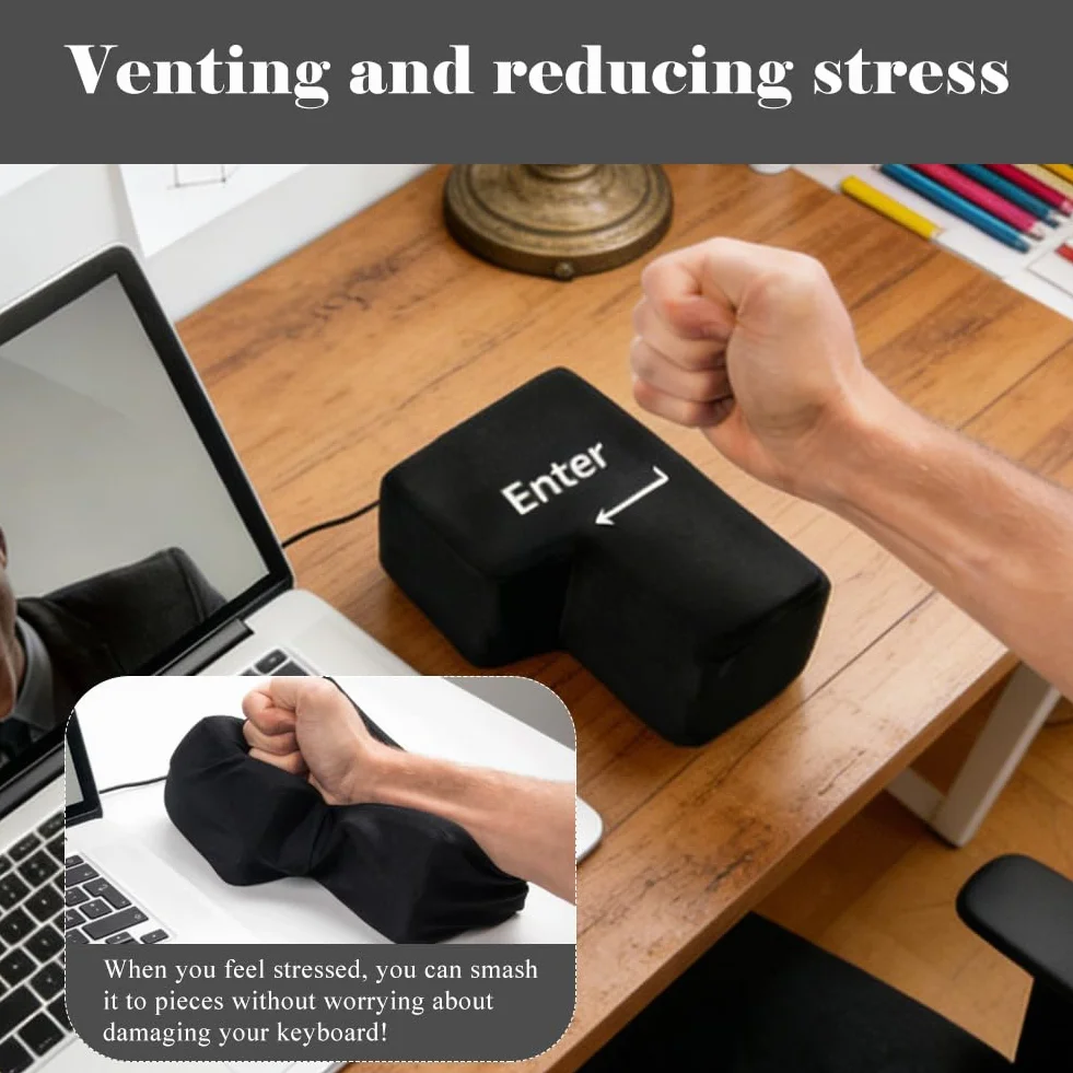 Big Enter Button Tasto Invio per colpire, cuscino per scoregge, tasto anti-stress cuscino con cavo USB per uffici, case private e viaggi d'affari