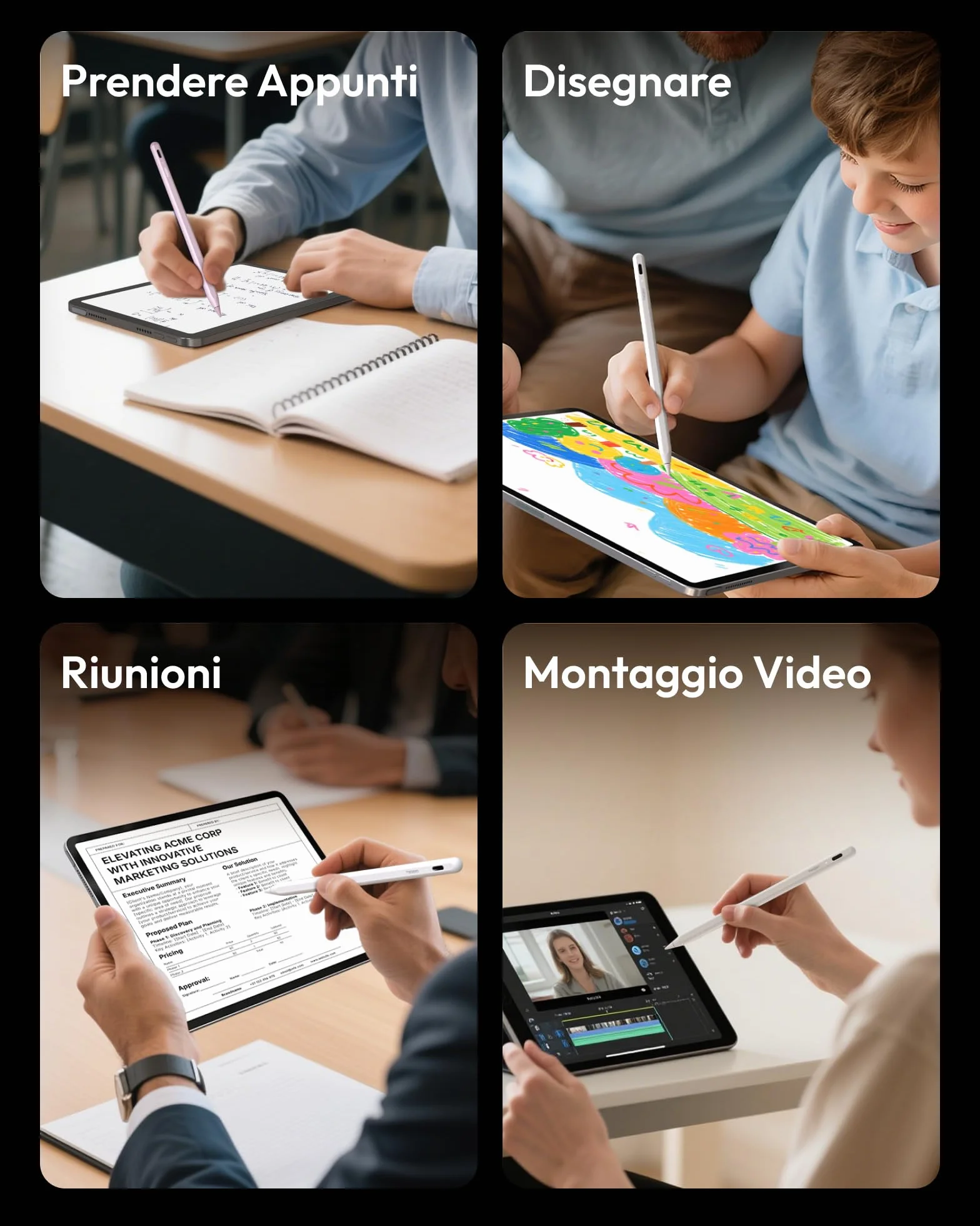 Metapen A8 Penna per Apple iPad 2018-2026 con Attrazione Magnetica, Rifiuto del Palmo, Stylus Pencil per iPad 11 A16/10/9/8/7, Pro M4/11/12.9/13, Air 3,4,5/M2/M3/M4, Mini 5/6 - Bianco