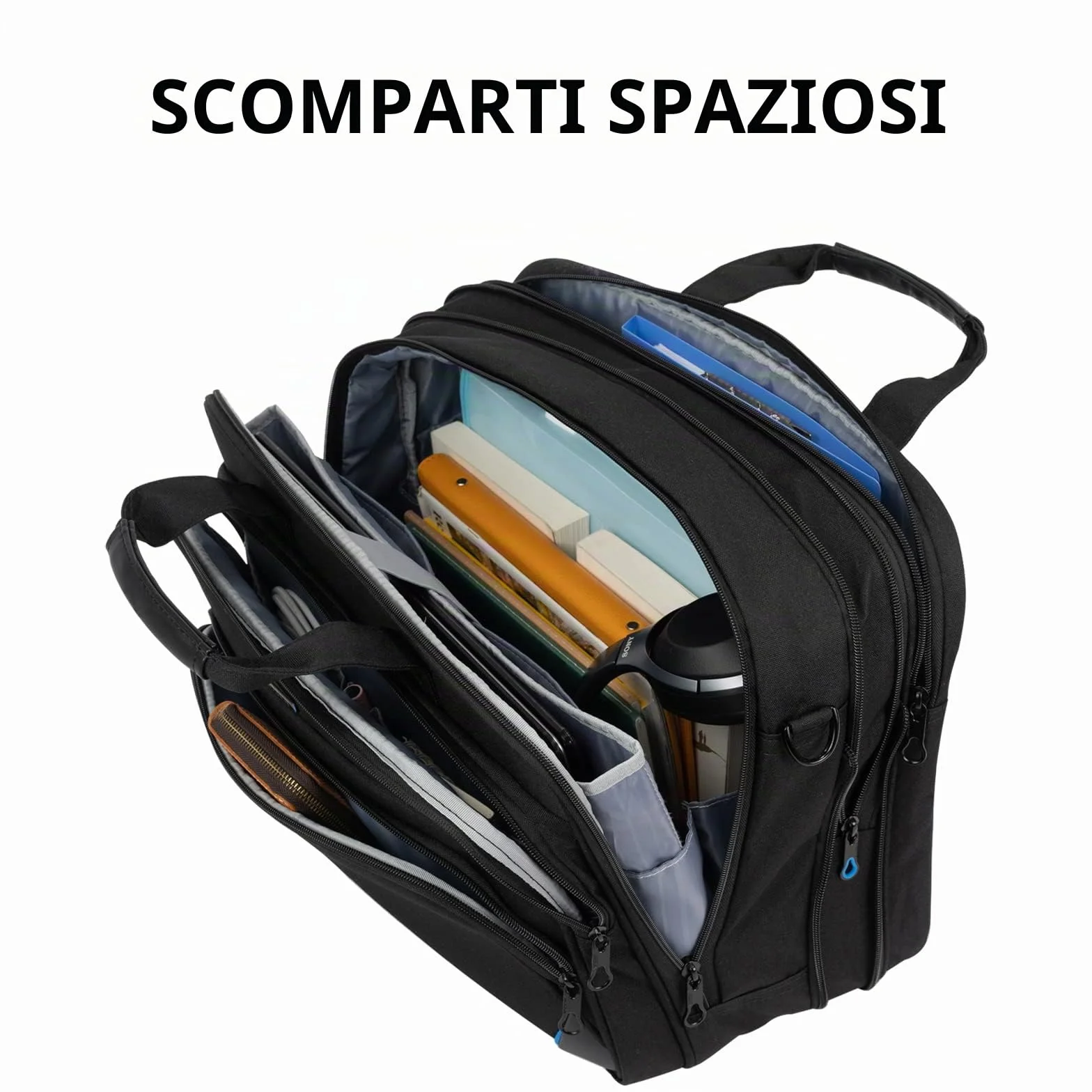KROSER Borsa per computer portatile da 17,3 pollici, borsa a tracolla espandibile per computer portatile resistente