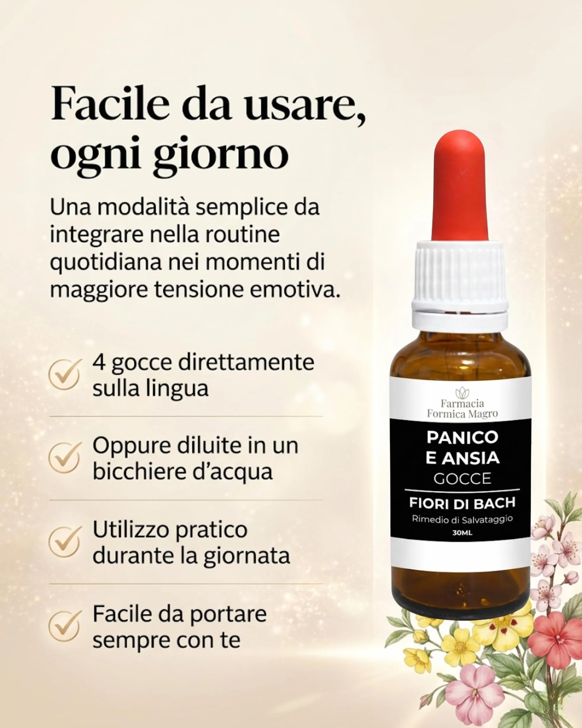 FARMACIA FORMICA Fiori di Bach per Ansia e Stress 30 Ml, Gocce Ansia con 7 Essenze Originali Dr. Bach