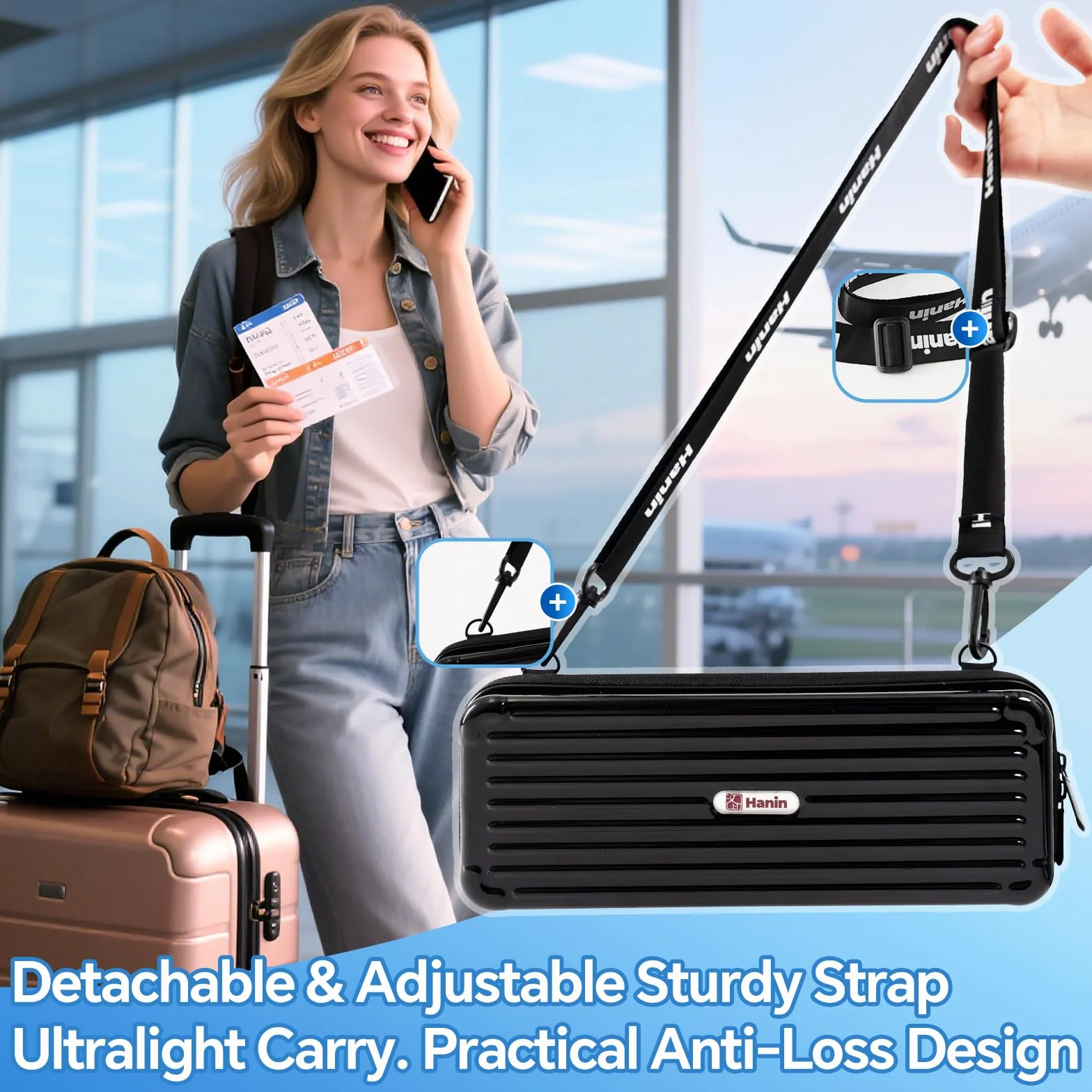 iDPRT MT610 Custodia da trasporto PRT HPRT stampante termica portatile, MT610 Pro Electronics Organizer da viaggio per stampante e accessori, solo borsa nera e tracolla