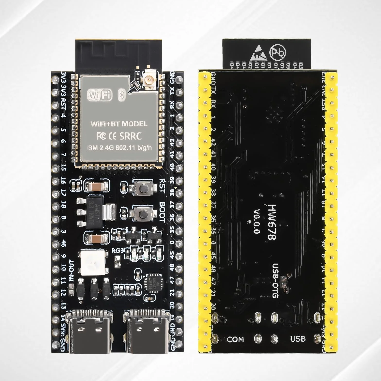 diymore 2 pezzi per modulo ESP32-S3 DevKitC-1 N16R8, per ESP32 S3 1-N16R8 con WiFi, Bluetooth 5.0, USB C antenna collegabile