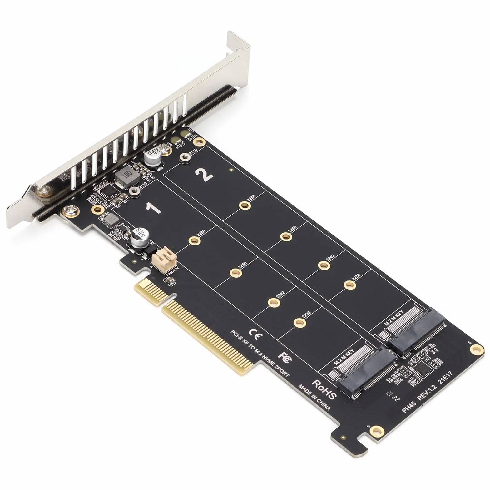 Topiky Scheda Adattatore Dual M 2 NVMe SSD a PCIE X8 M Key, Scheda di Espansione del Convertitore del Convertitore del Disco Rigido della Scheda Array di Divisione del Segnale, Scheda