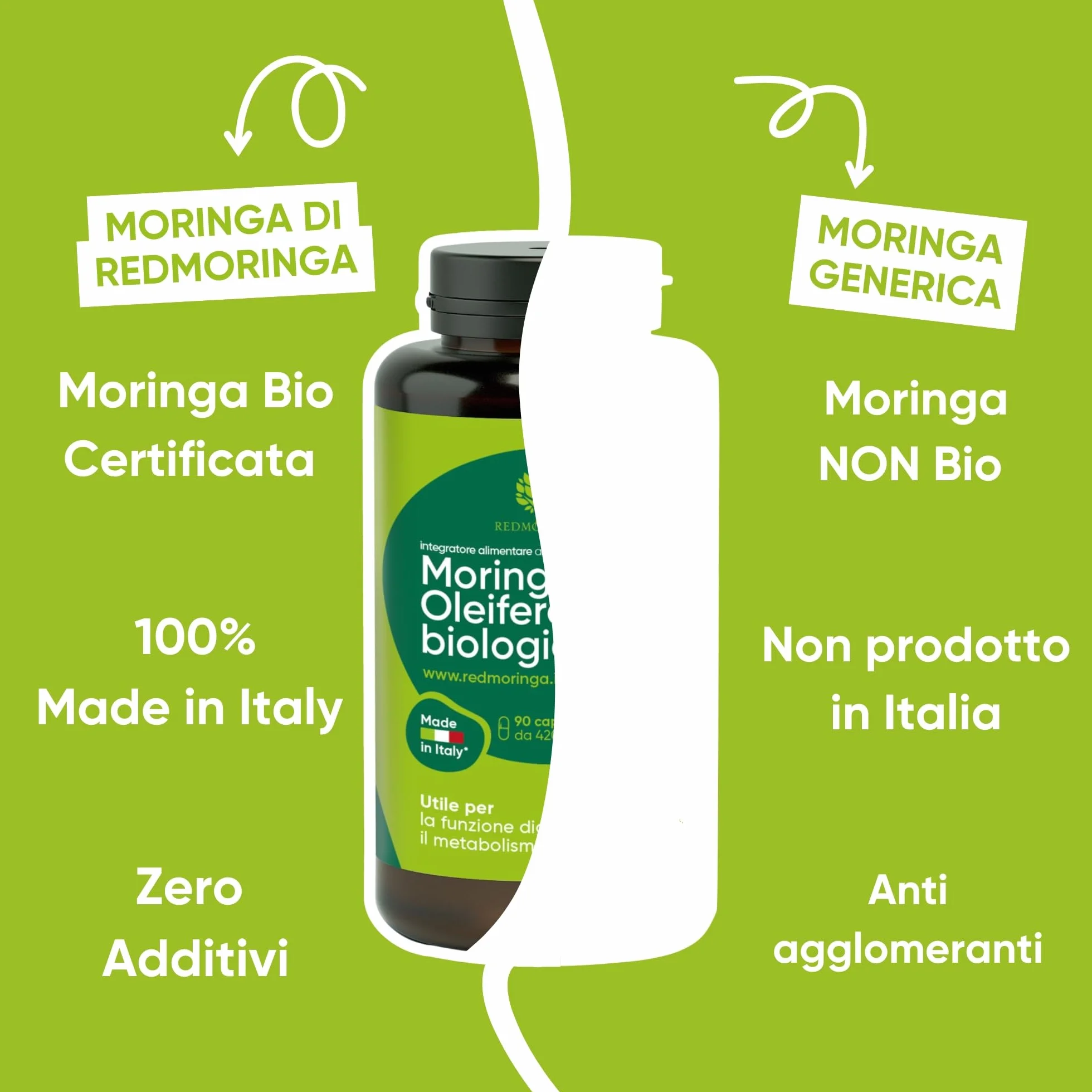 Integratore Moringa Oleifera Biologica 100% Naturale Capsule Vegetali 90 Capsule Made in Italy