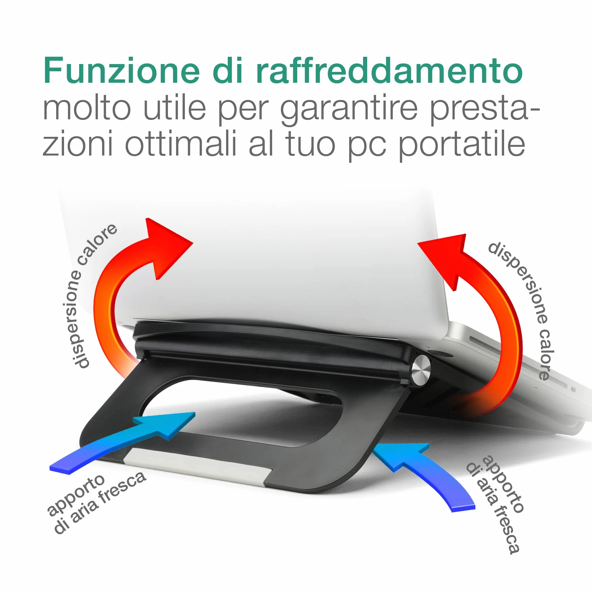 CELLONIC Universale supporto pc portatile, nero laptop stand, rialzo notebook con funzione di aerazione e sostegno, postura più comoda – per portatili da 13” ai 17,3"