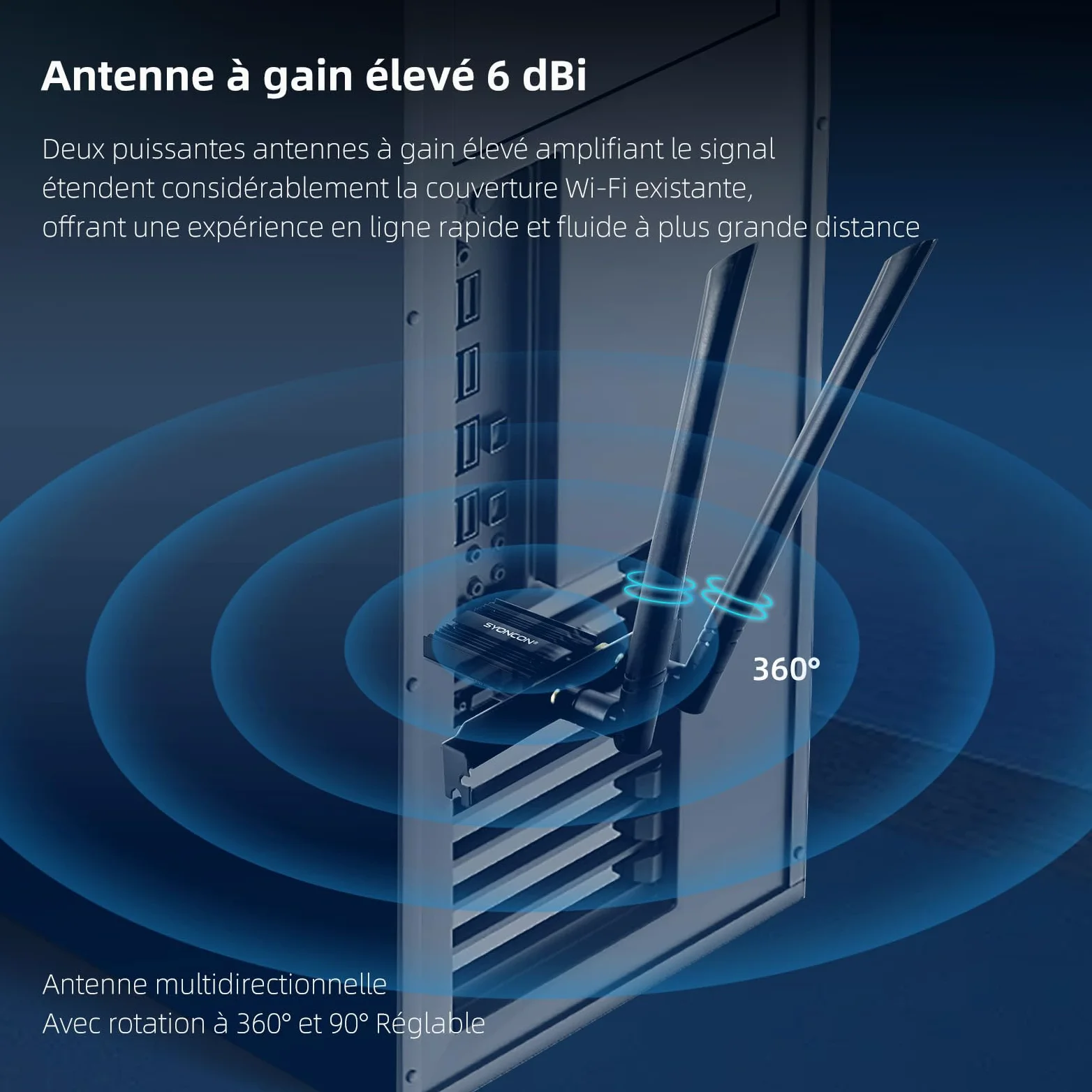 Scheda WiFi 7 PCIe BE6500, Adattatore Wi-FI con Bluetooth 5.4, Tri-Band (6GHz Max 2882Mbps, 5GHz Max 2882Mbps, 2.4GHz Max 574Mbps) PCI Express Scheda di rete per PC Windows 11