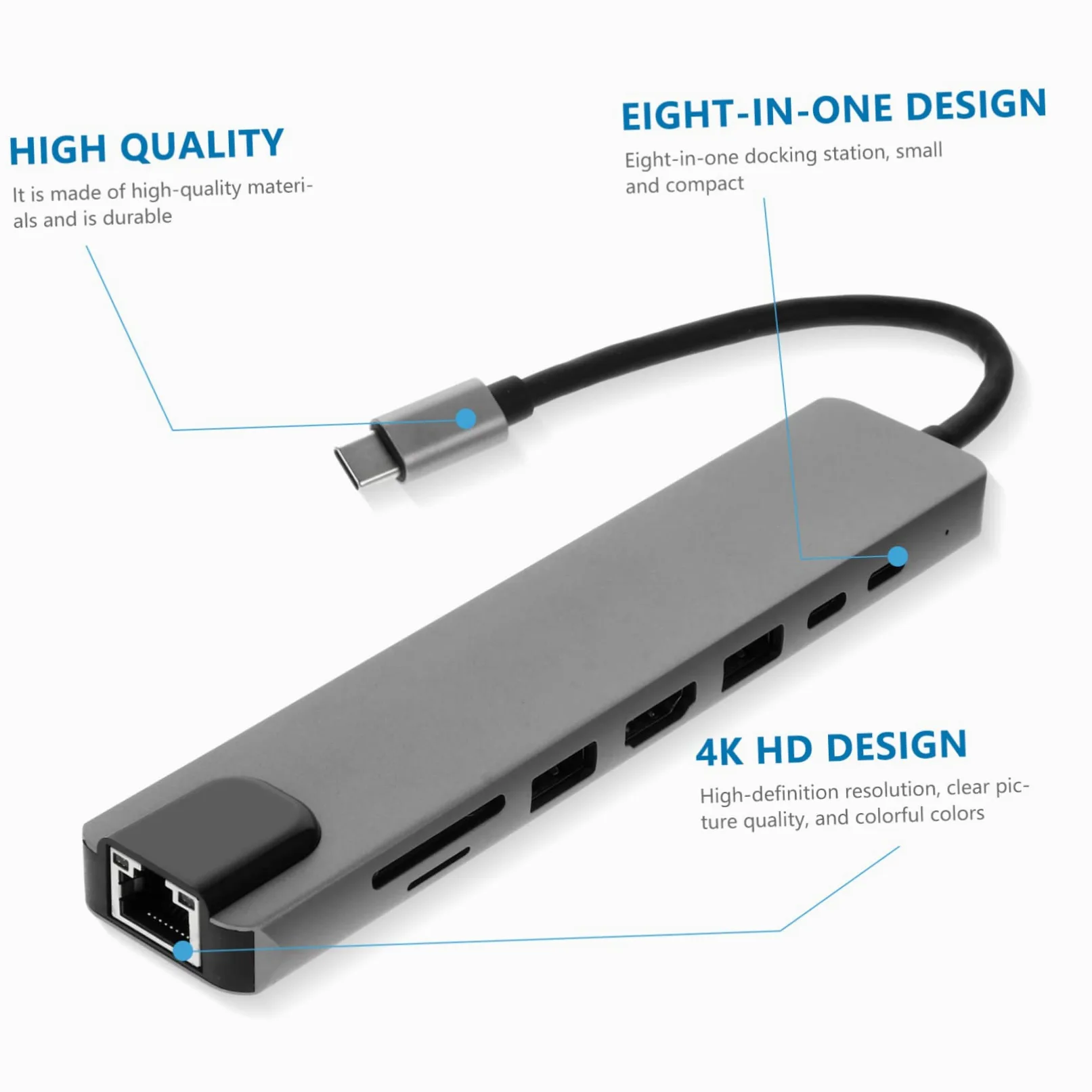 ABOOFAN 3pezzi Docking Station Usb c Compatta Adattatore Per Laptop e Smartphone Design Leggero e Portatile Supporto Ethernet e Ricarica Pd